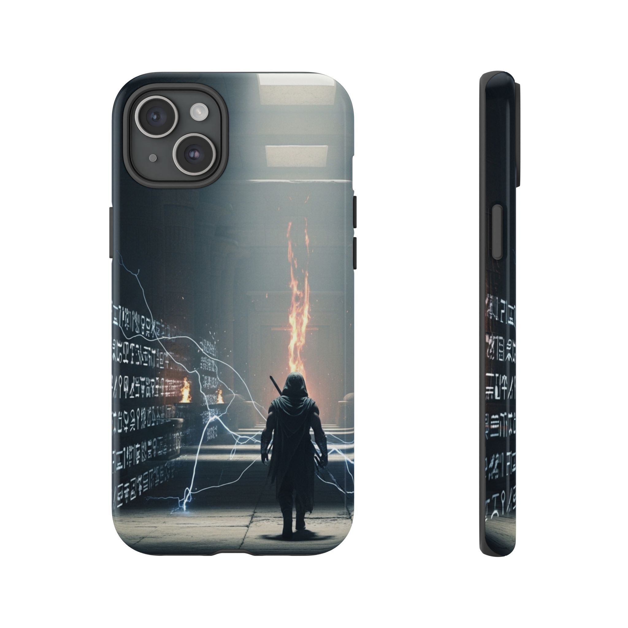 Phone Case - Cybermage Silhouette with Lightning Spell