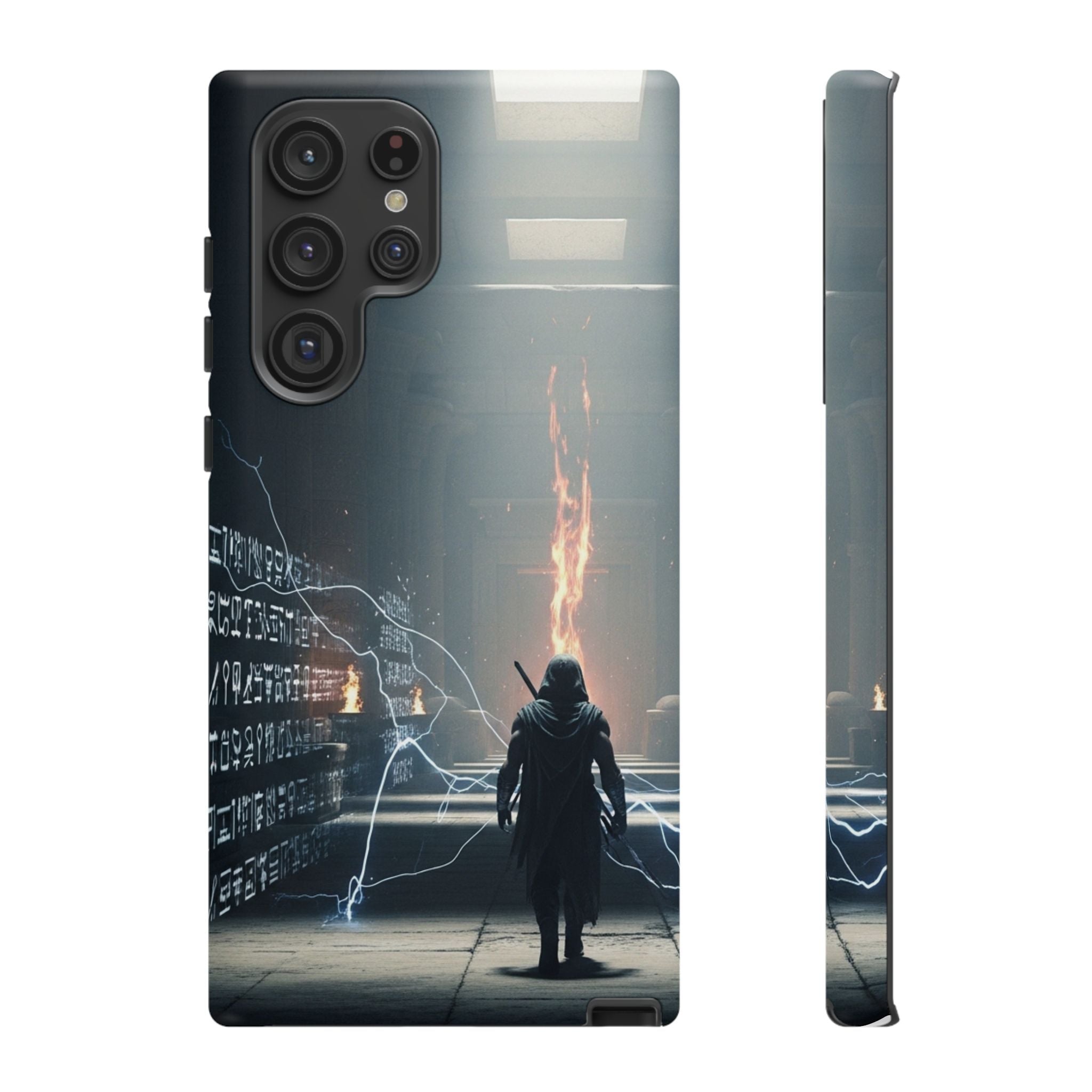 Phone Case - Cybermage Silhouette with Lightning Spell