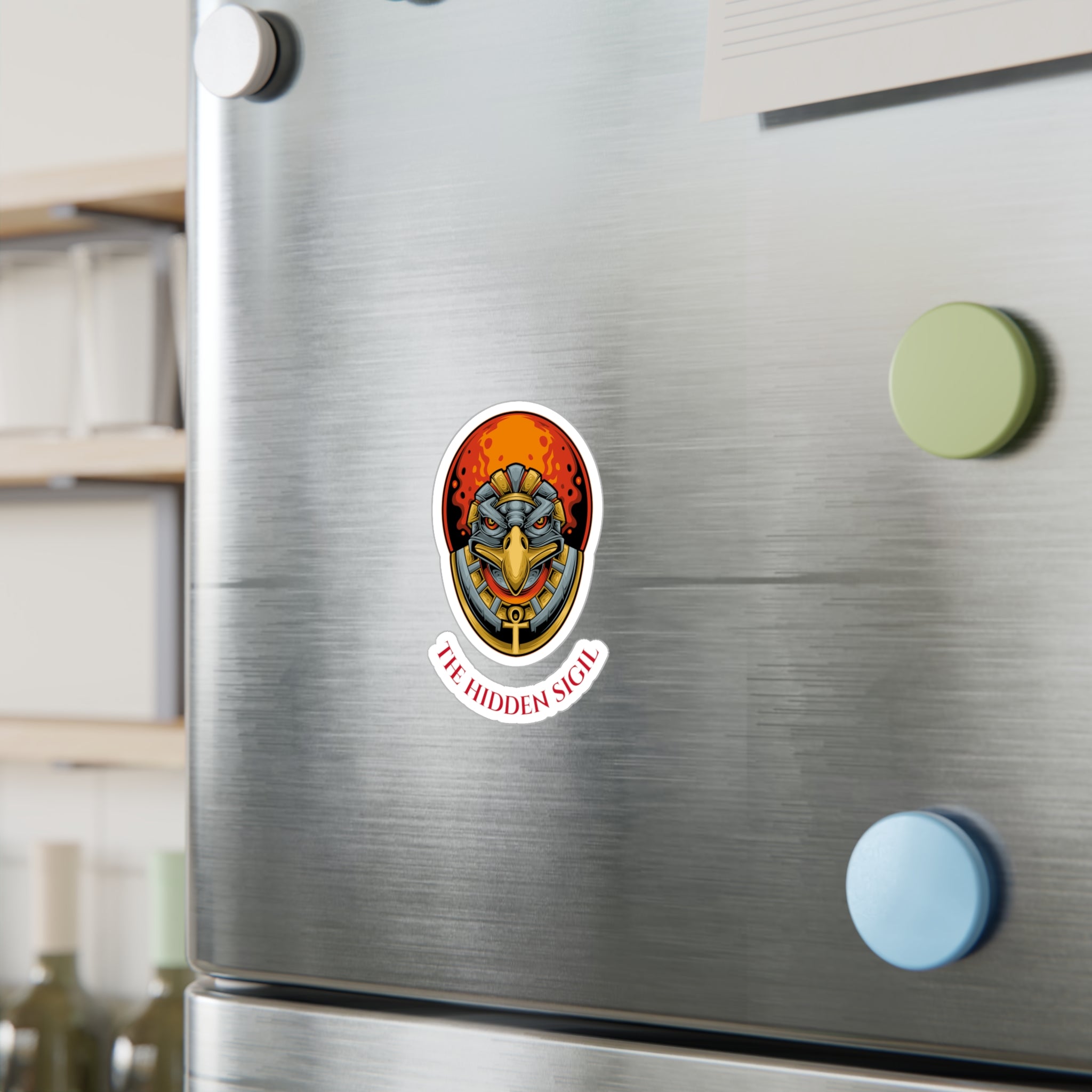 Egyptian Falcon Emblem Sticker — "The Hidden Sigil" Kiss-Cut Vinyl Decal