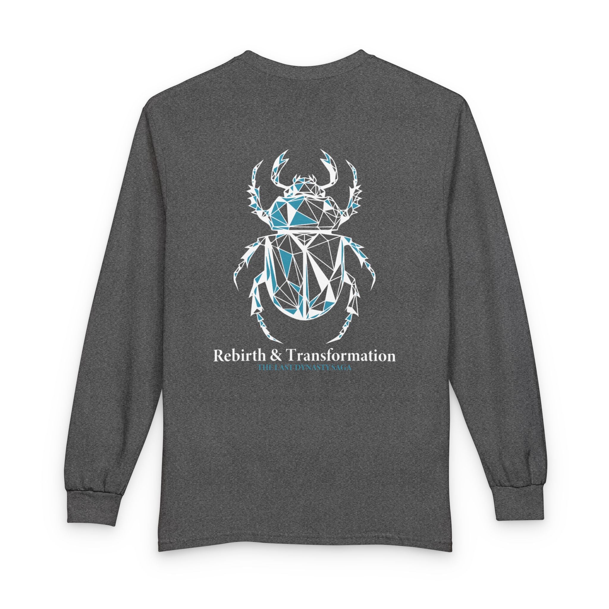 Strength Is Your Nature Long Sleeve Tee — Geometric Serpent Sword and Scarab Design