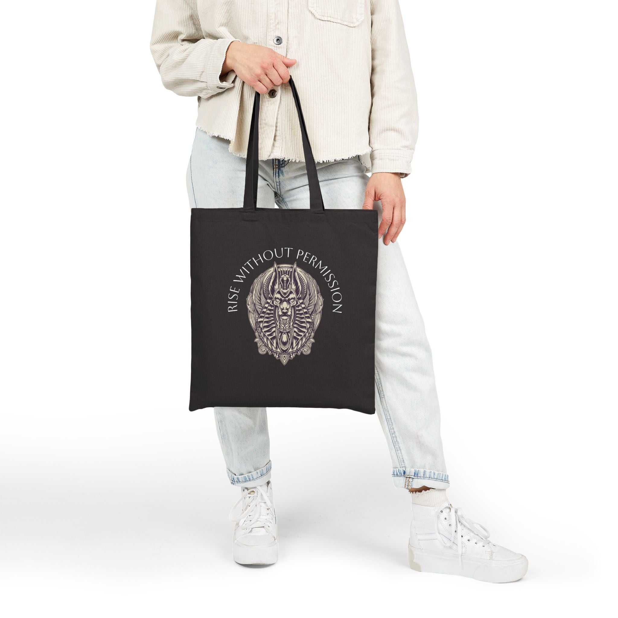 Canvas Tote Bag — Geometric Musical Horse & Intricate Mandala Horse Art