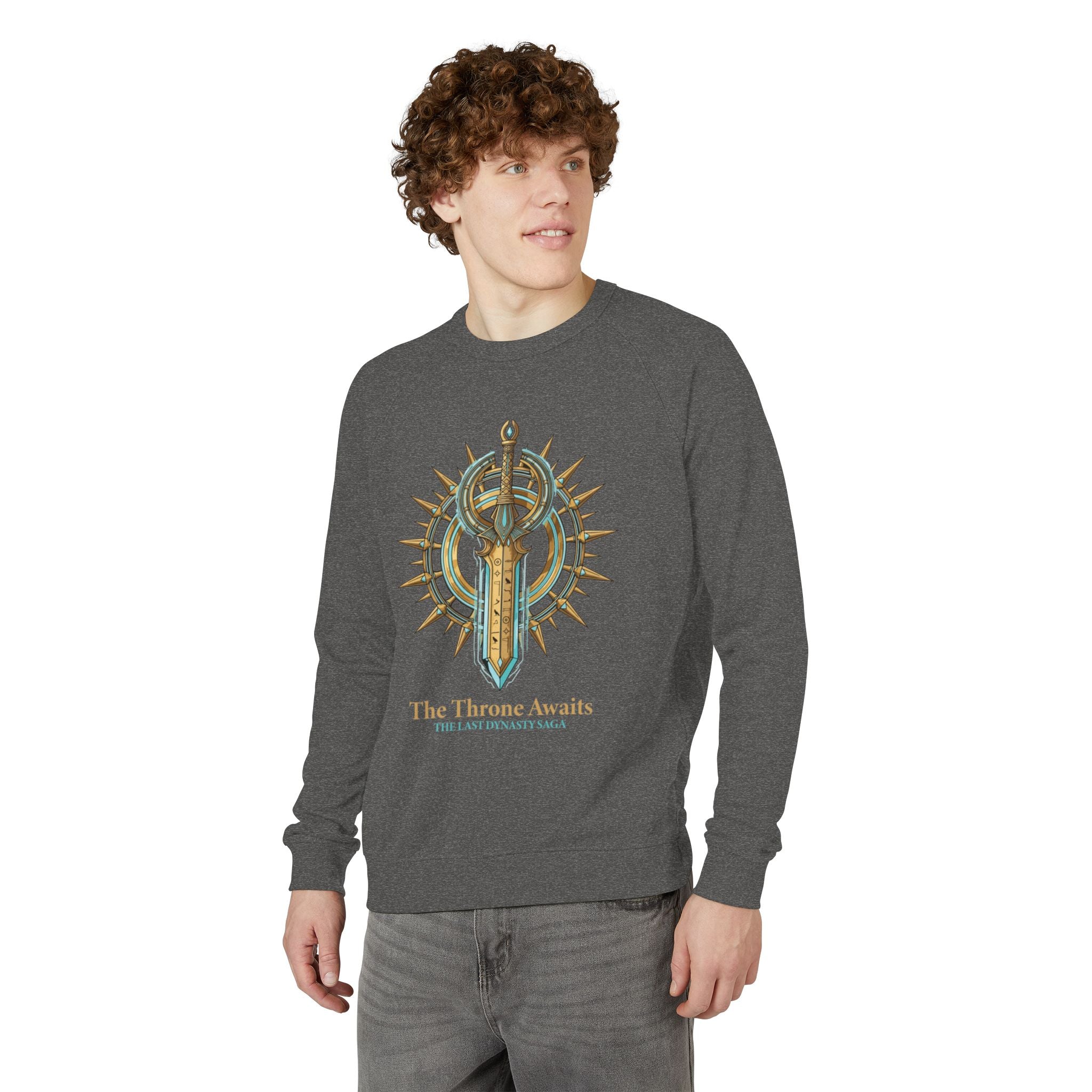 Fantasy Sword Crewneck — "The Throne Awaits" Raglan Sweatshirt