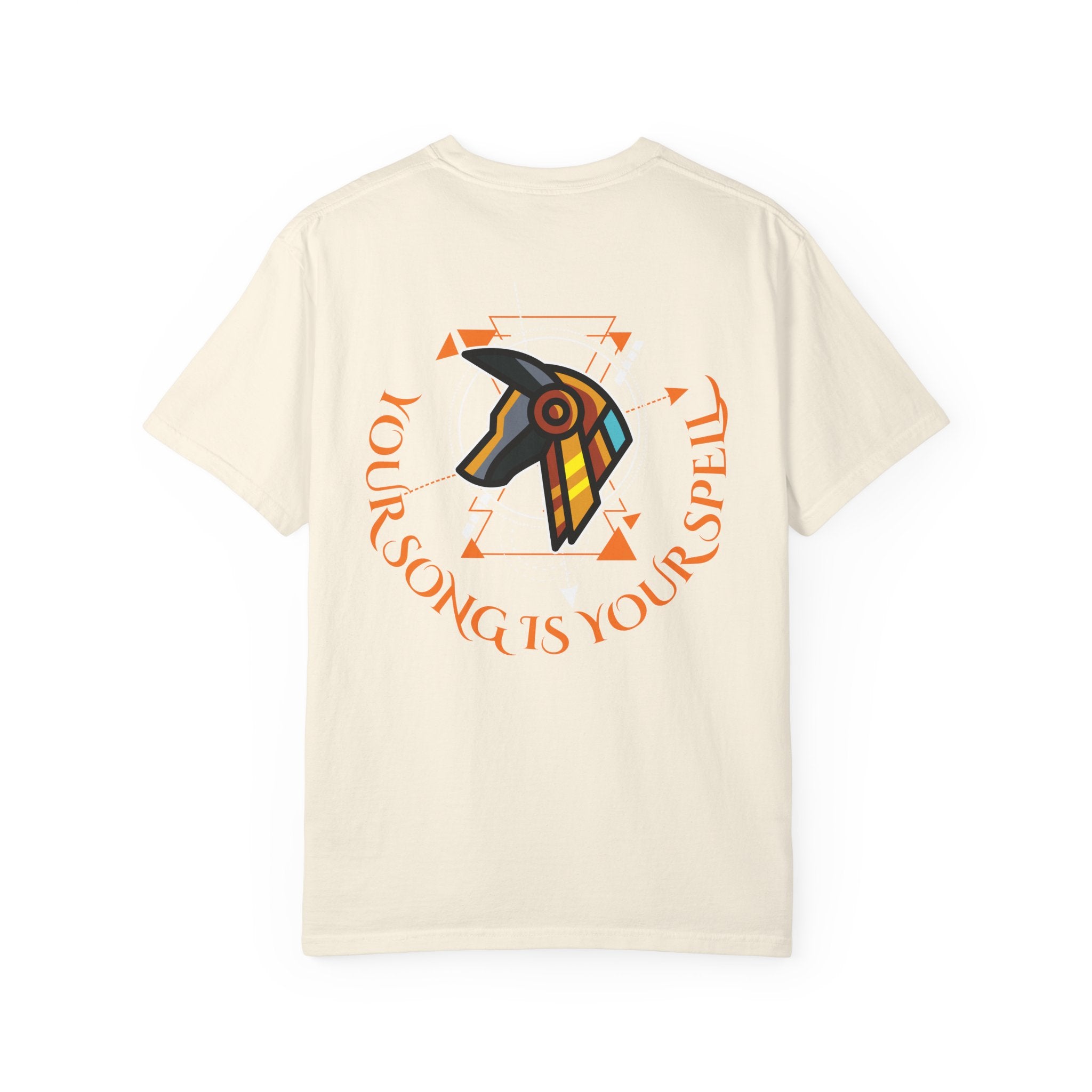 Rise With No Permission T-Shirt — Anubis Helmet Graphic Tee (“Your Song Is Your Spell”)