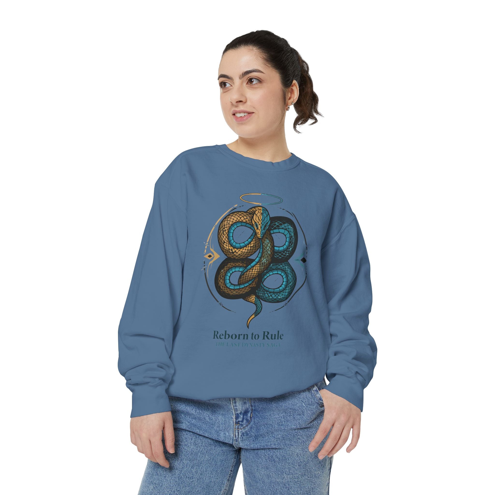 Snake Emblem Sweatshirt — "Reborn to Rule" Graphic Crewneck