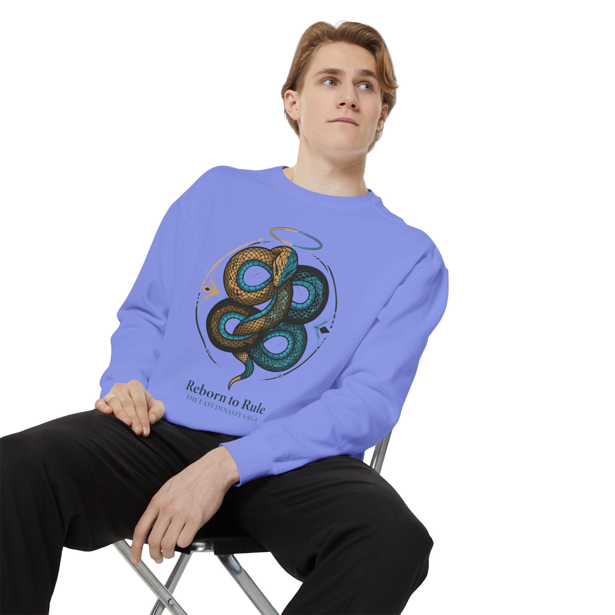Snake Emblem Sweatshirt — "Reborn to Rule" Graphic Crewneck