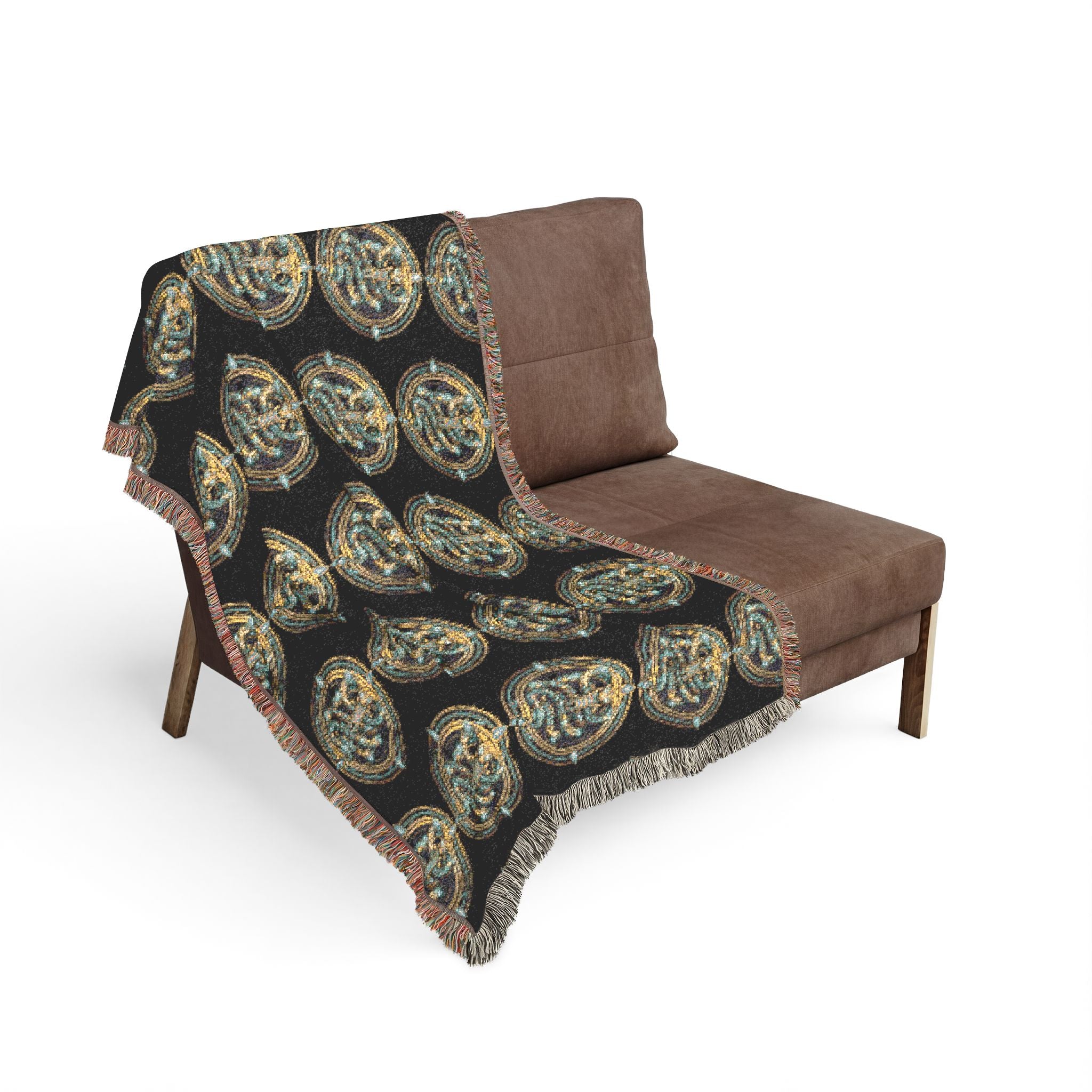 The Serpent Geometric Woven Throw Blanket — Mosaic Circle Pattern, Cozy Living Room & Bedroom Décor