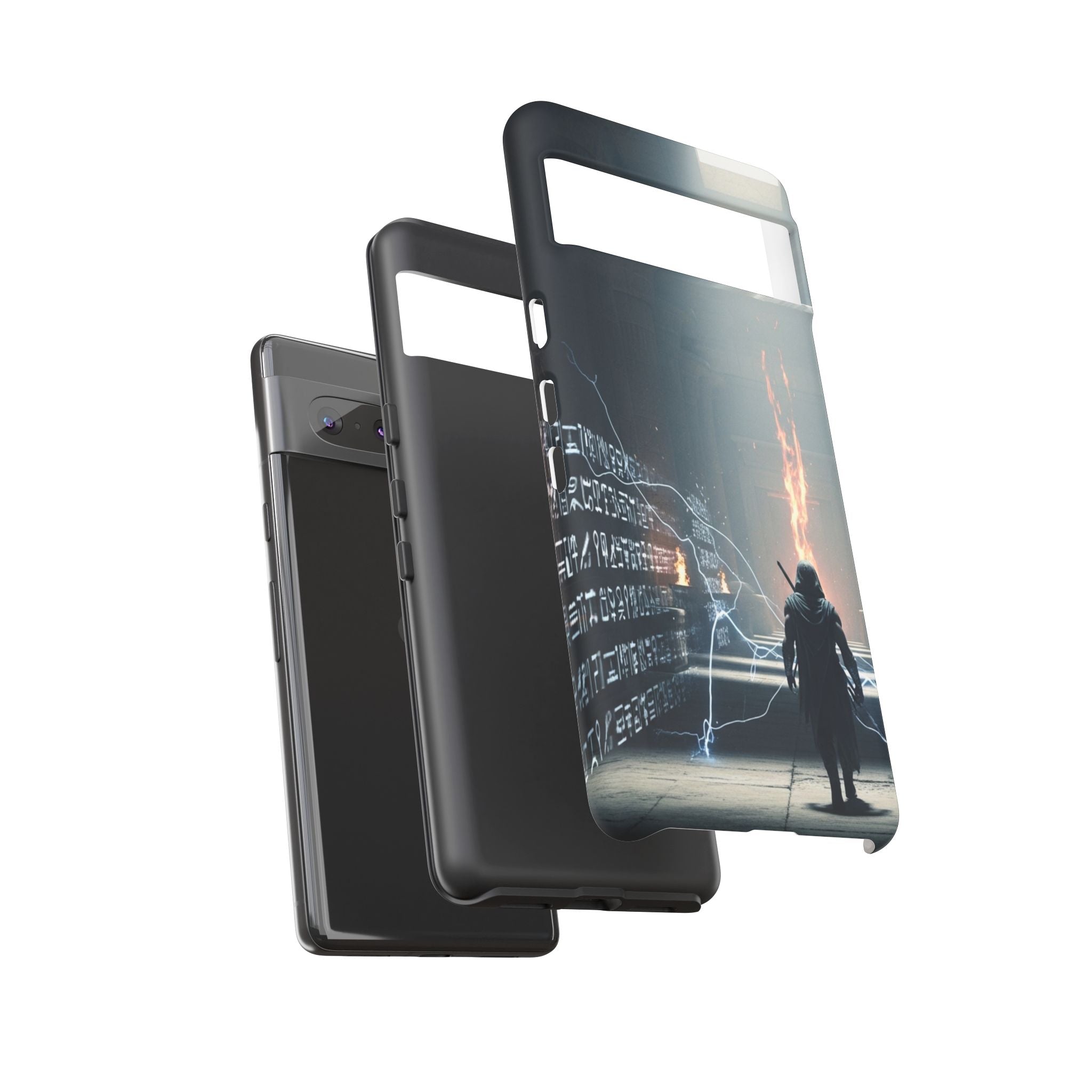Phone Case - Cybermage Silhouette with Lightning Spell