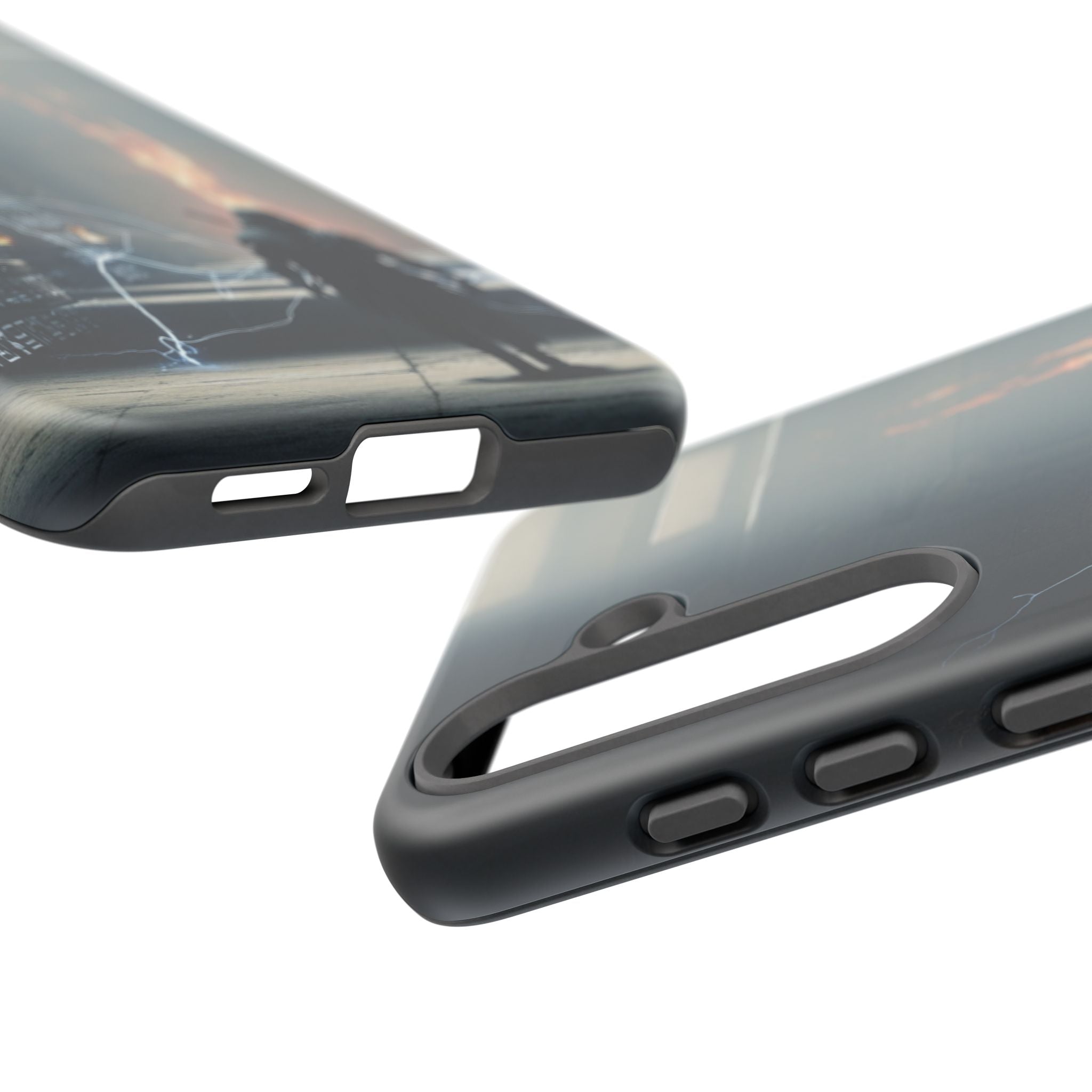 Phone Case - Cybermage Silhouette with Lightning Spell