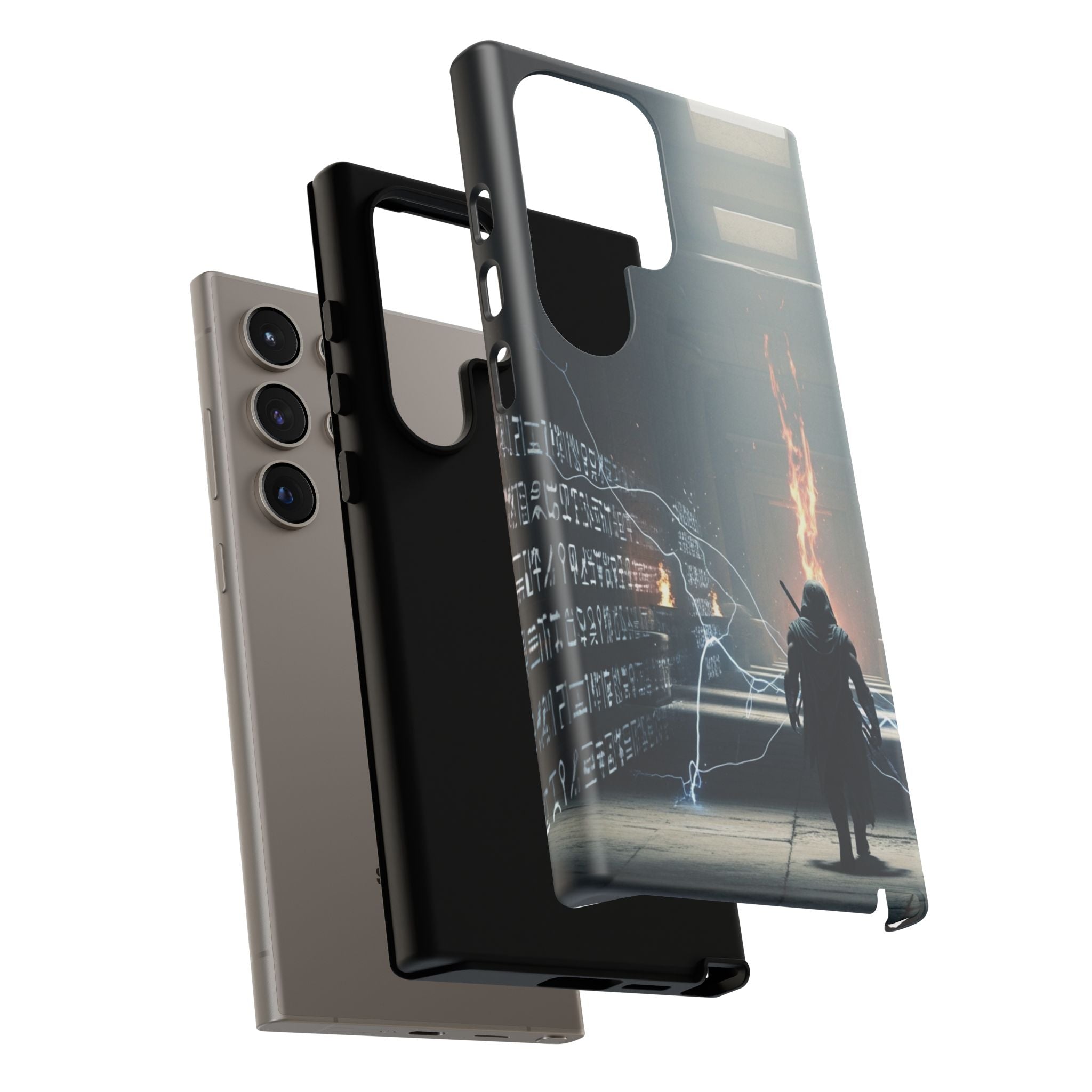 Phone Case - Cybermage Silhouette with Lightning Spell