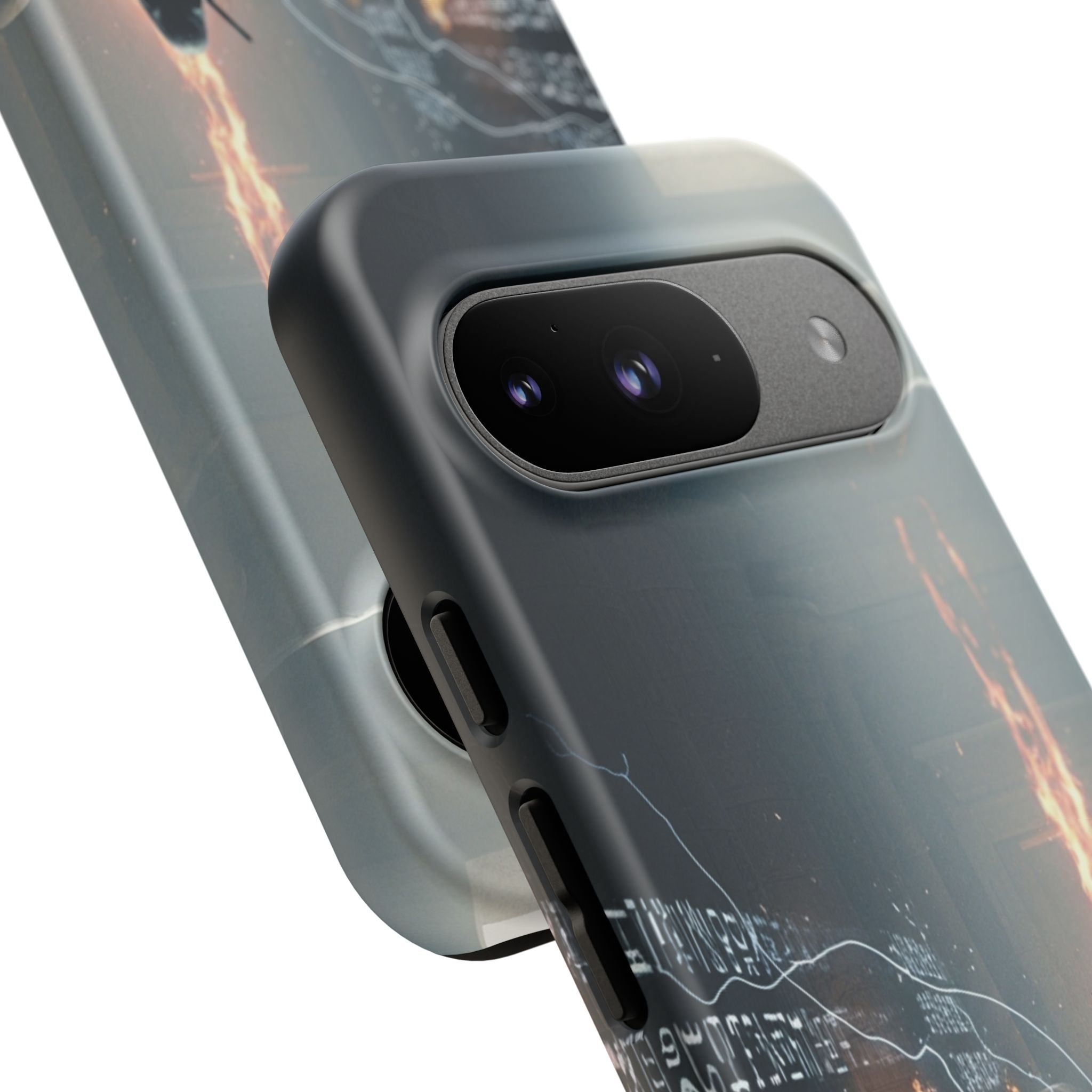 Phone Case - Cybermage Silhouette with Lightning Spell