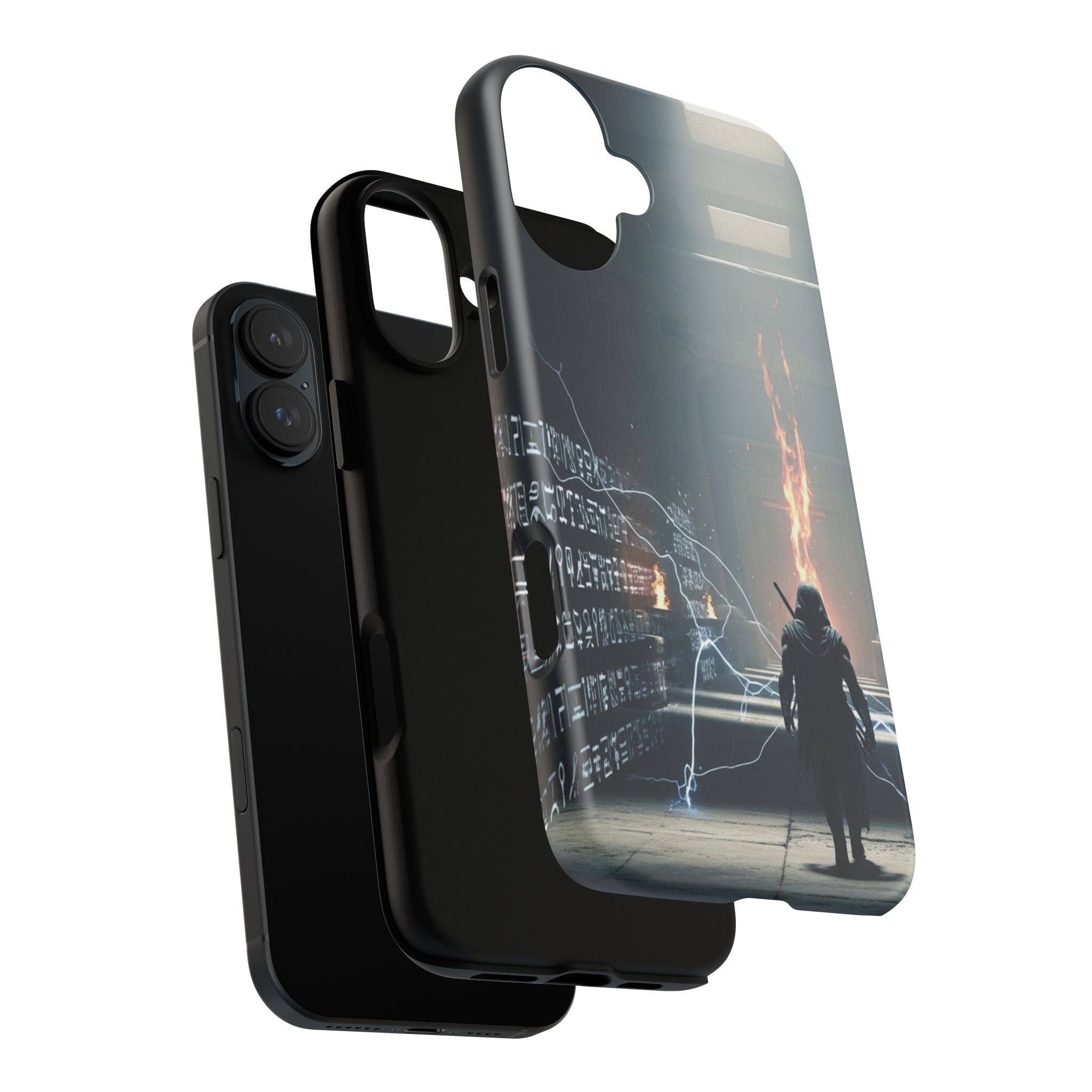 Phone Case - Cybermage Silhouette with Lightning Spell