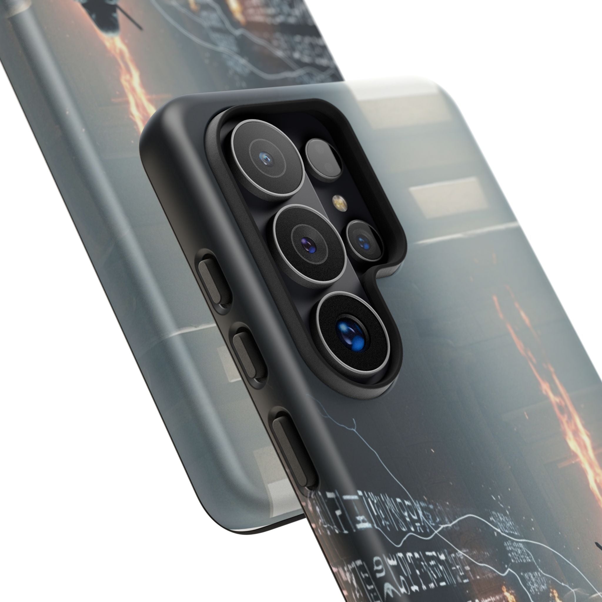 Phone Case - Cybermage Silhouette with Lightning Spell