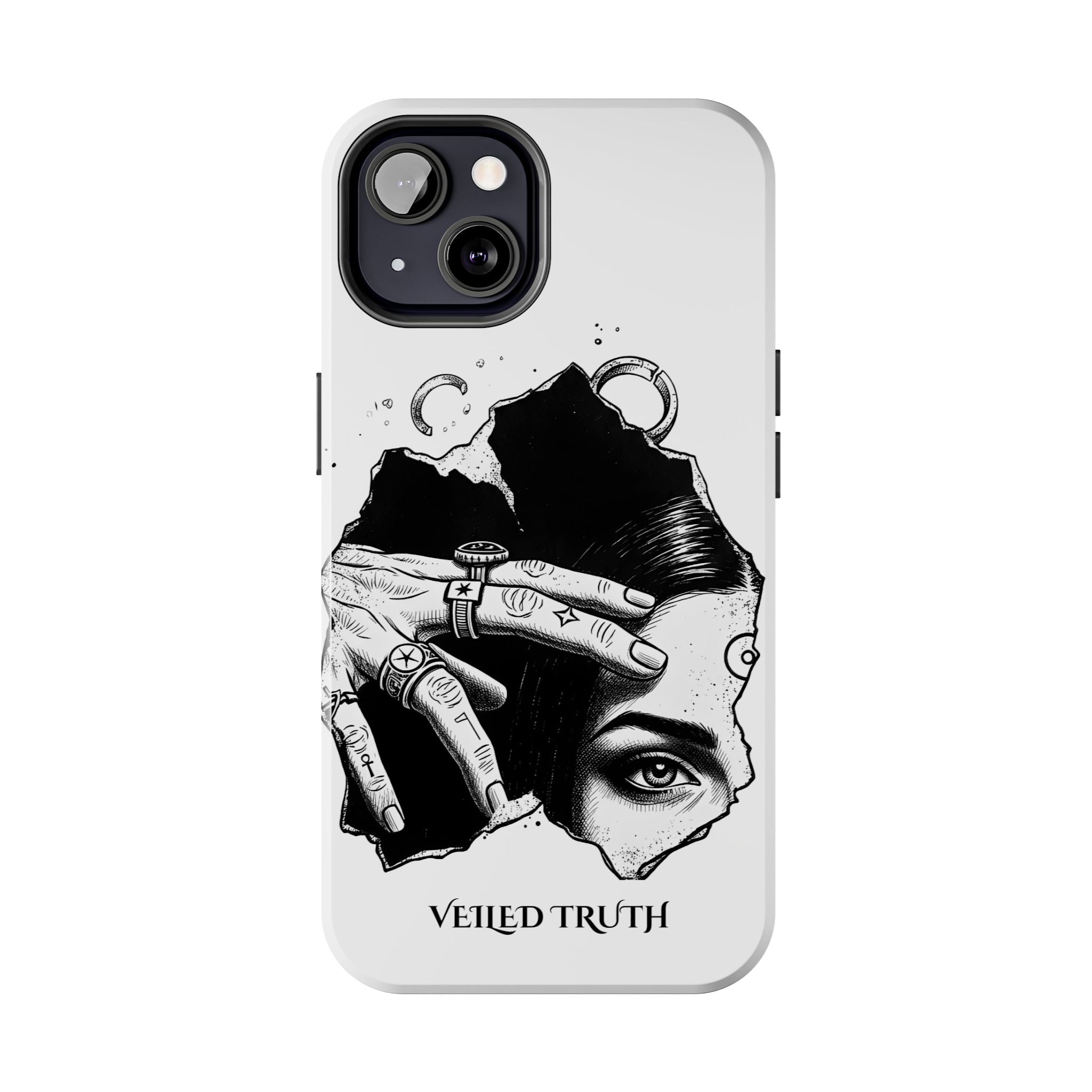 Tough Phone Case — Veiled Truth Black & White Mystic Illustration