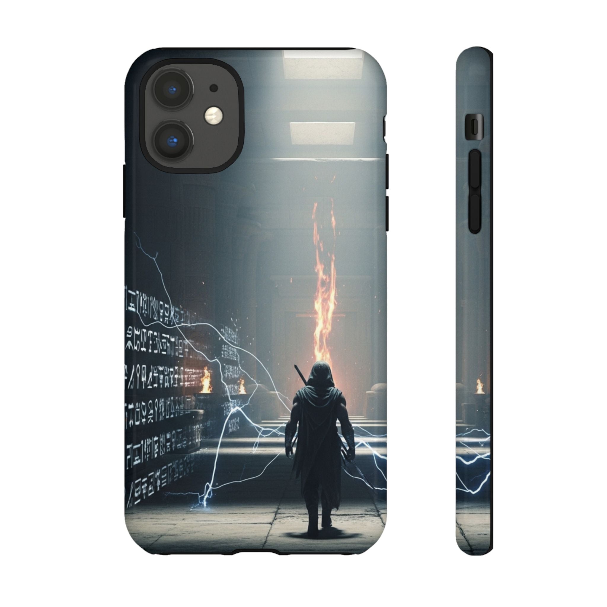 Phone Case - Cybermage Silhouette with Lightning Spell