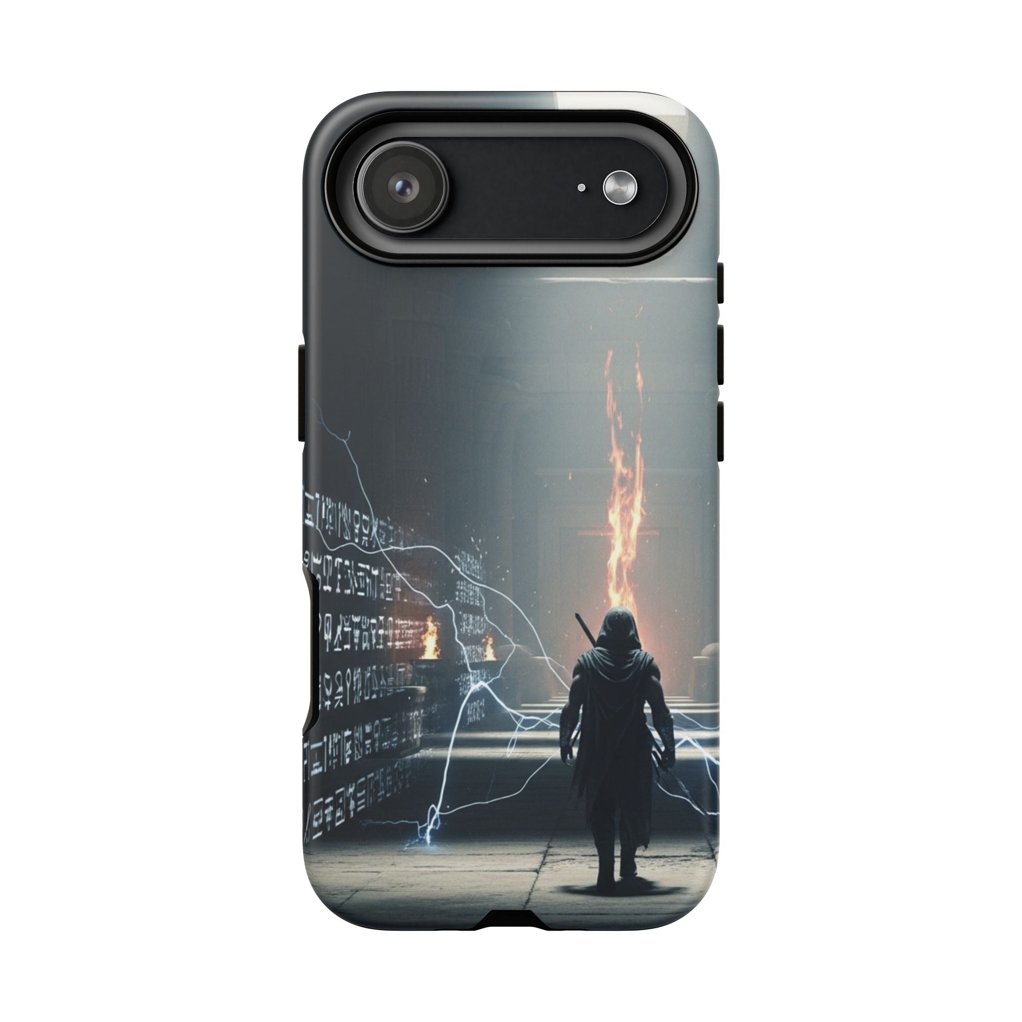 Phone Case - Cybermage Silhouette with Lightning Spell
