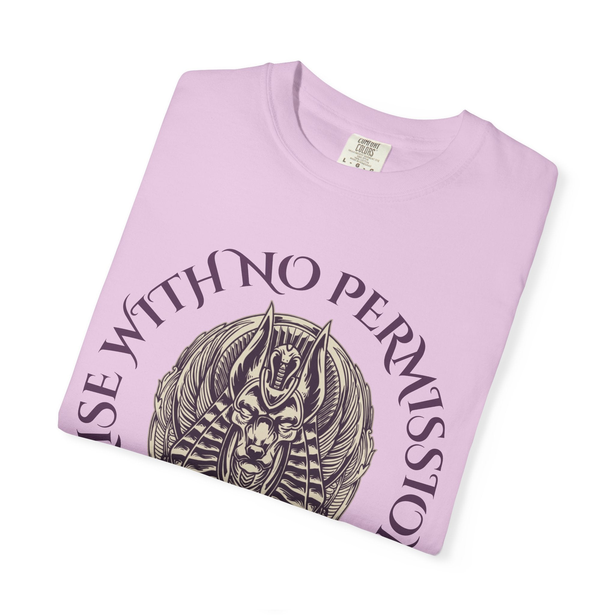 Rise With No Permission T-Shirt — Anubis Helmet Graphic Tee (“Your Song Is Your Spell”)