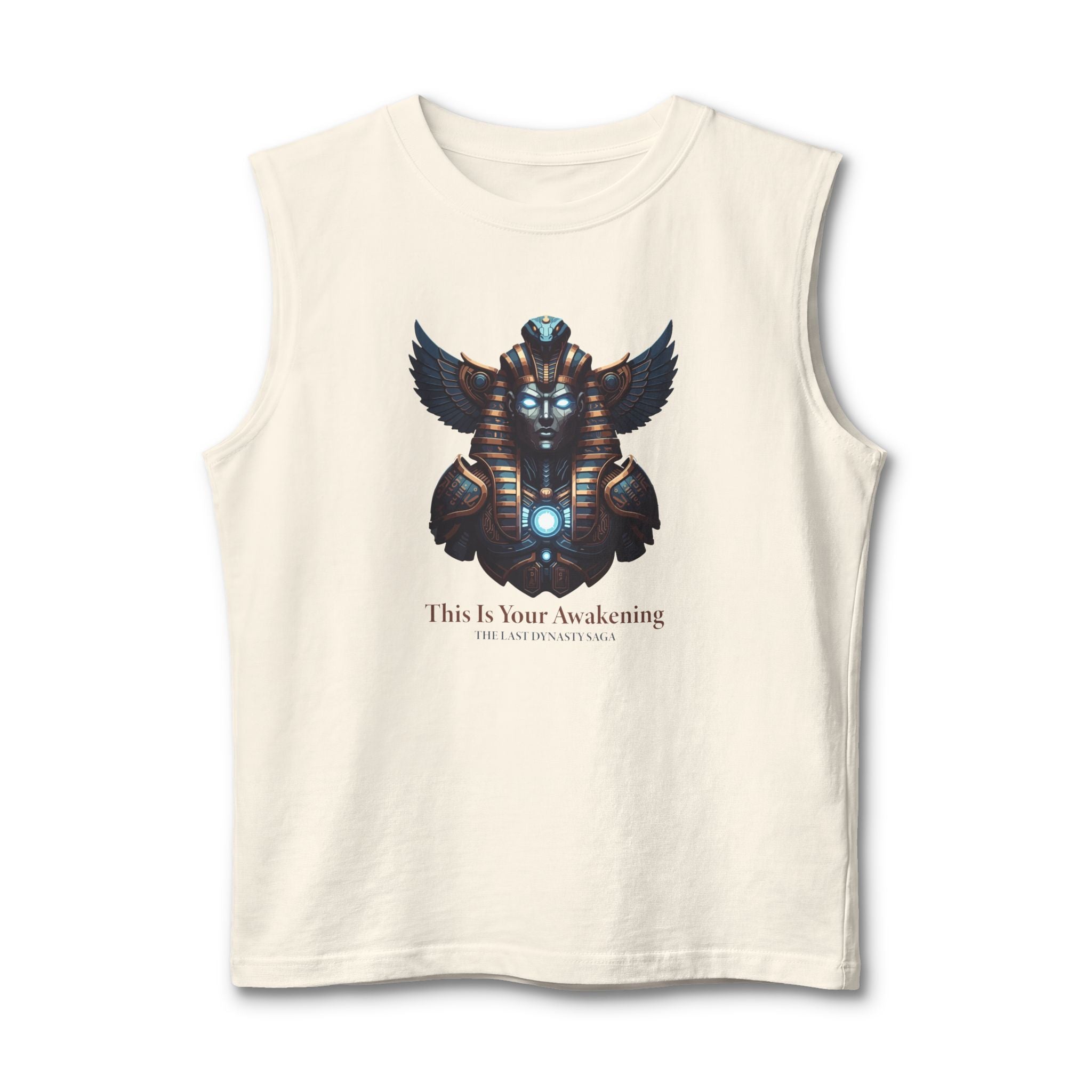Egyptian Scarab Muscle Tank — "This Is Your Awakening" Mystical Graphic