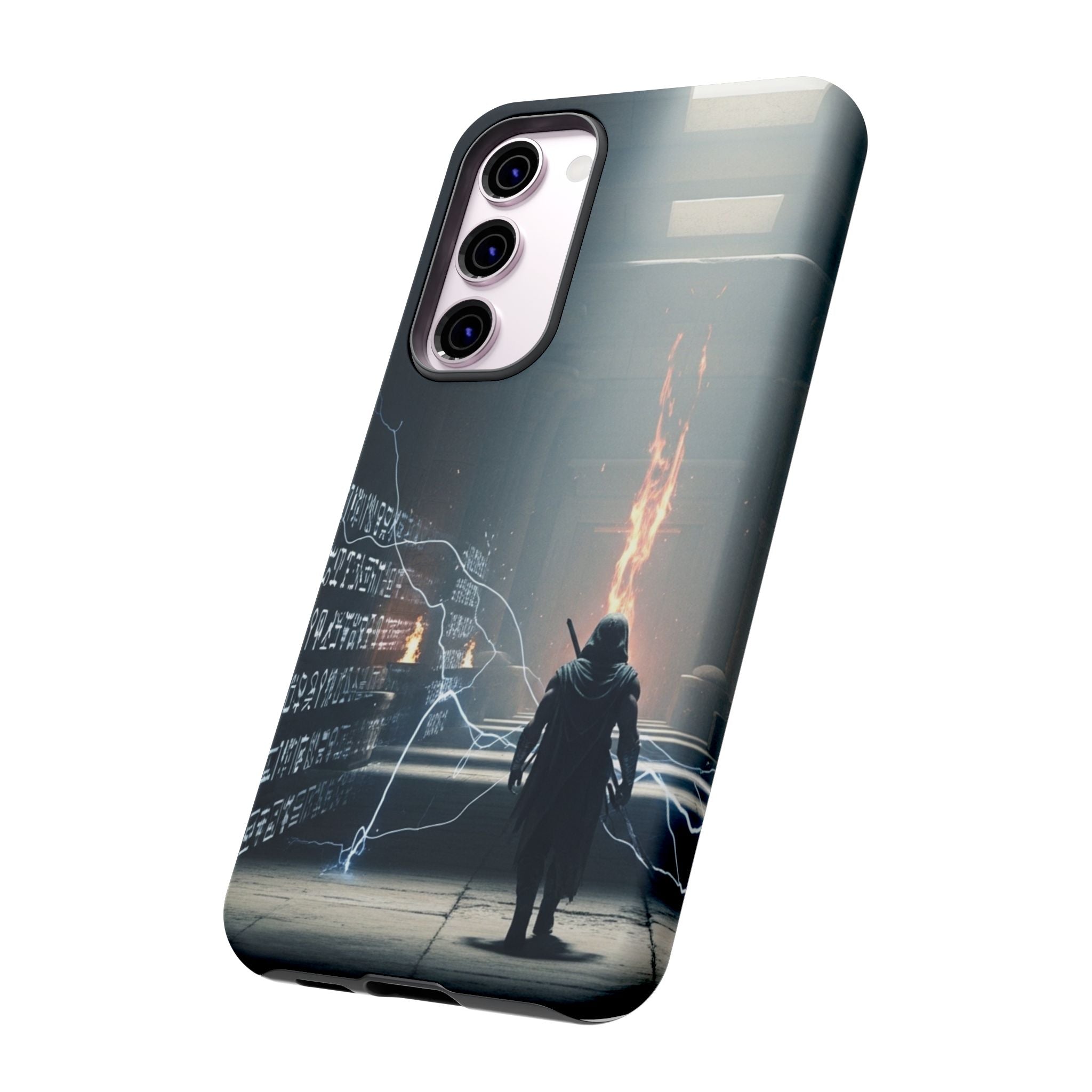Phone Case - Cybermage Silhouette with Lightning Spell