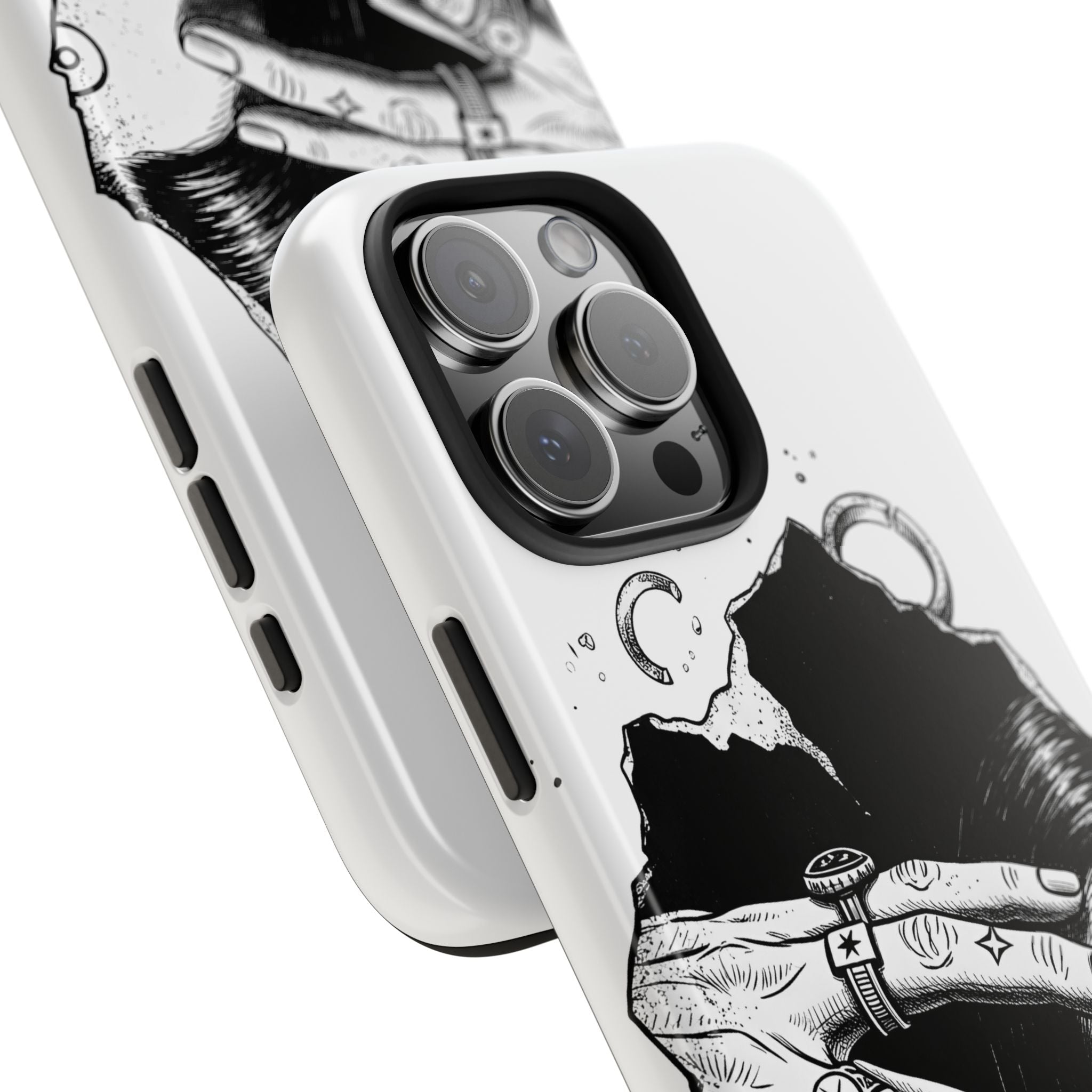 Tough Phone Case — Veiled Truth Black & White Mystic Illustration