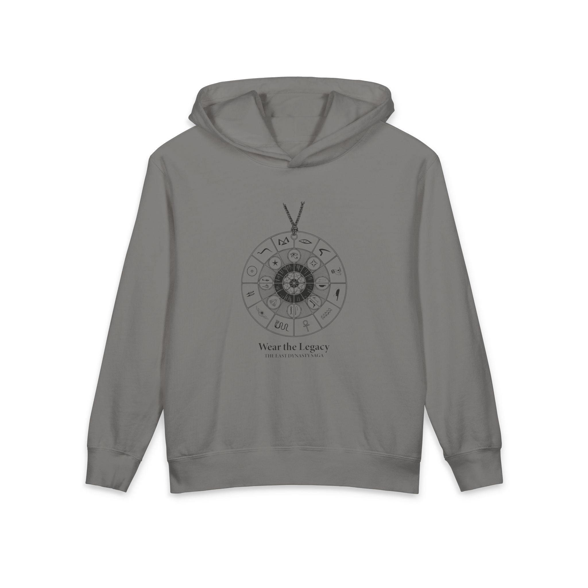 The SAGA Compass with a Spell Youth Hoodie — Geometric Anubis Design "You Are The Spell"
