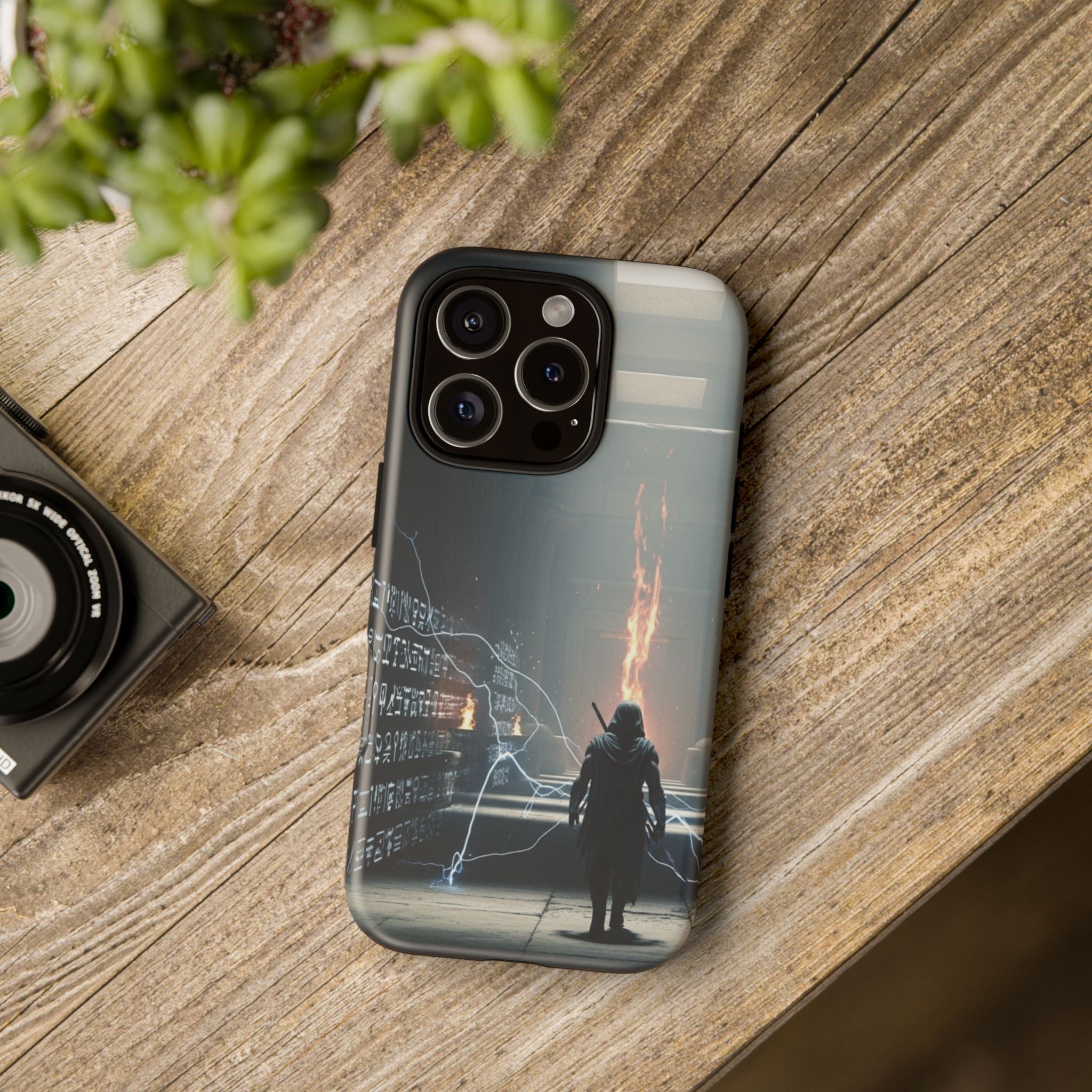 Phone Case - Cybermage Silhouette with Lightning Spell