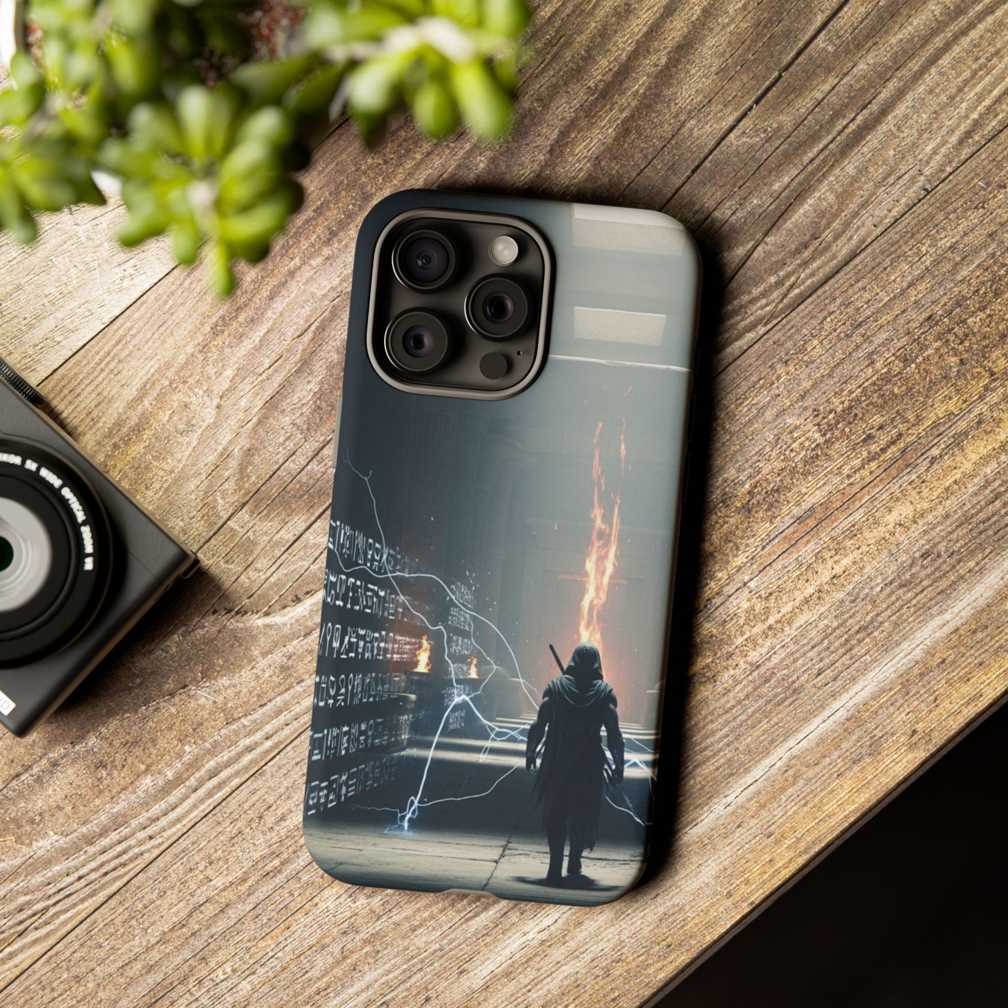 Phone Case - Cybermage Silhouette with Lightning Spell