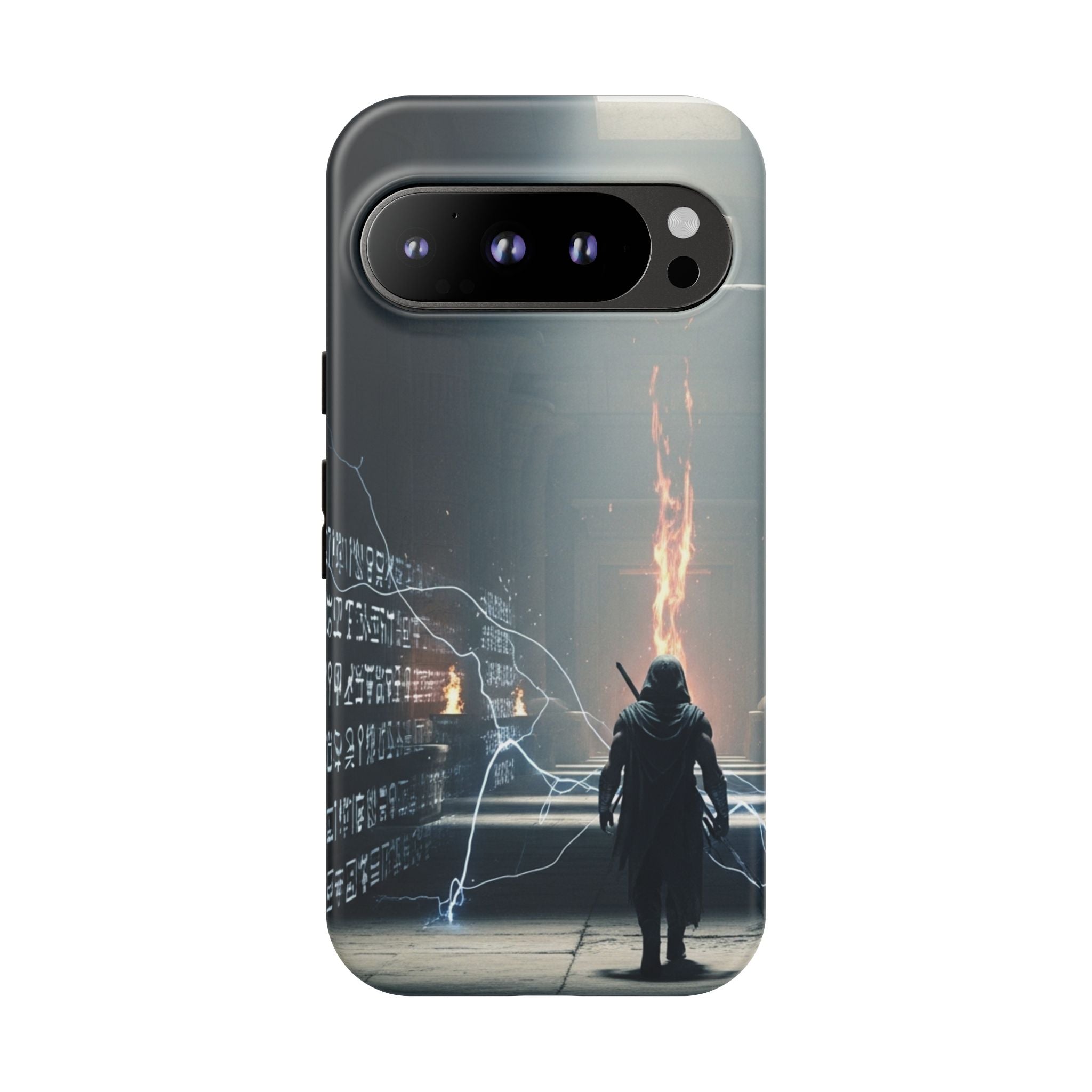 Phone Case - Cybermage Silhouette with Lightning Spell