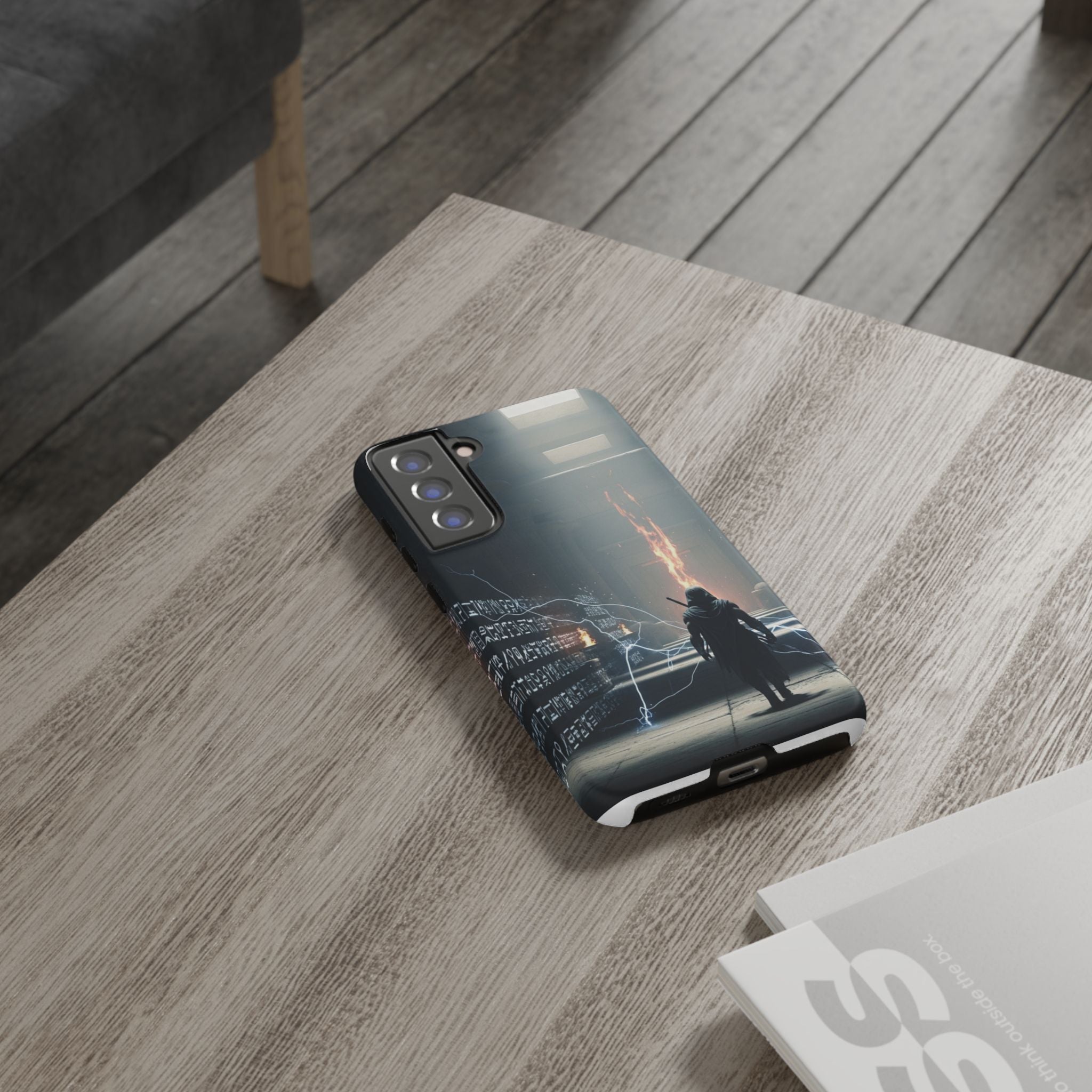 Phone Case - Cybermage Silhouette with Lightning Spell