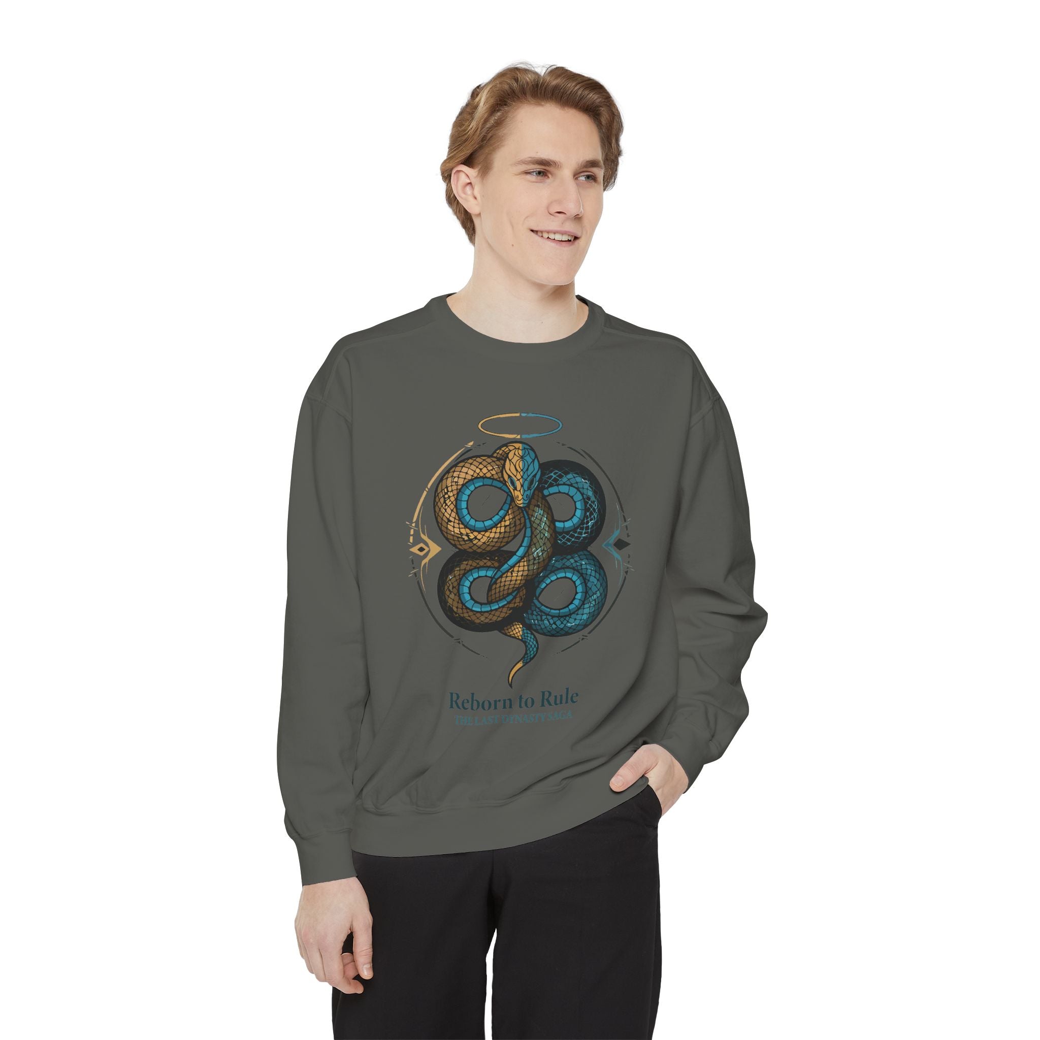 Snake Emblem Sweatshirt — "Reborn to Rule" Graphic Crewneck