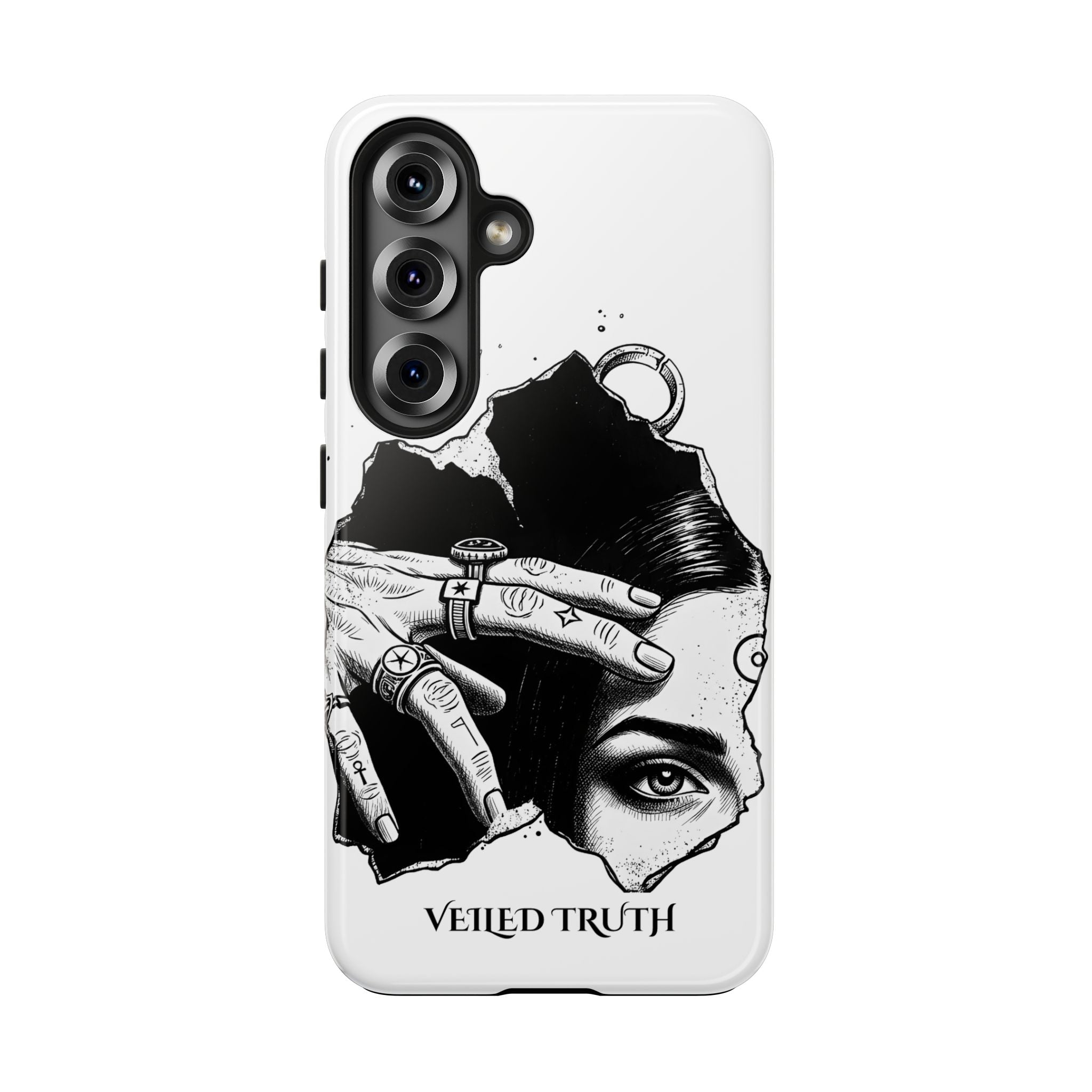 Tough Phone Case — Veiled Truth Black & White Mystic Illustration