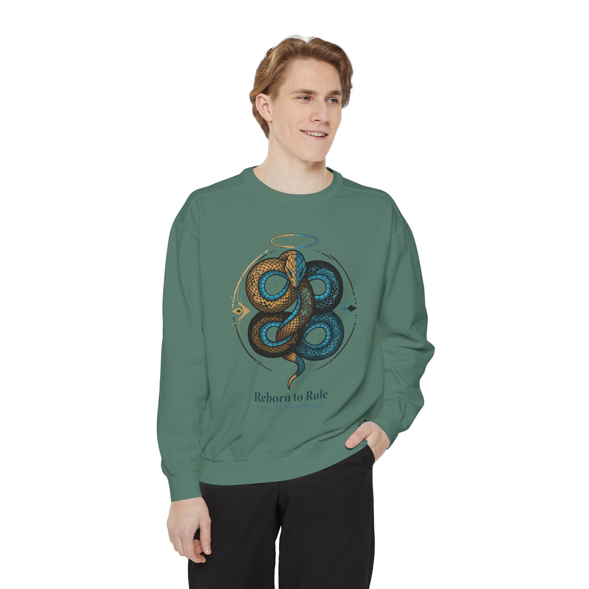 Snake Emblem Sweatshirt — "Reborn to Rule" Graphic Crewneck