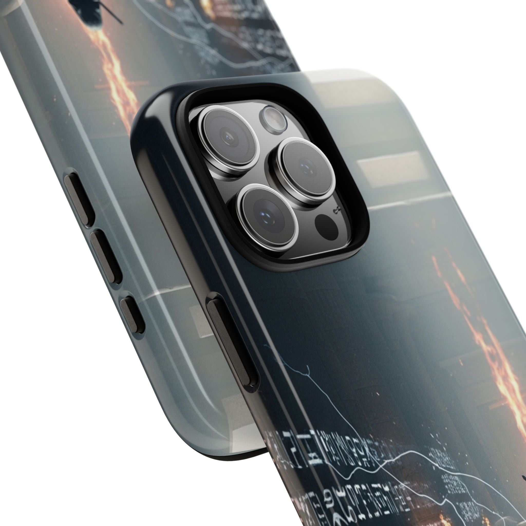 Phone Case - Cybermage Silhouette with Lightning Spell