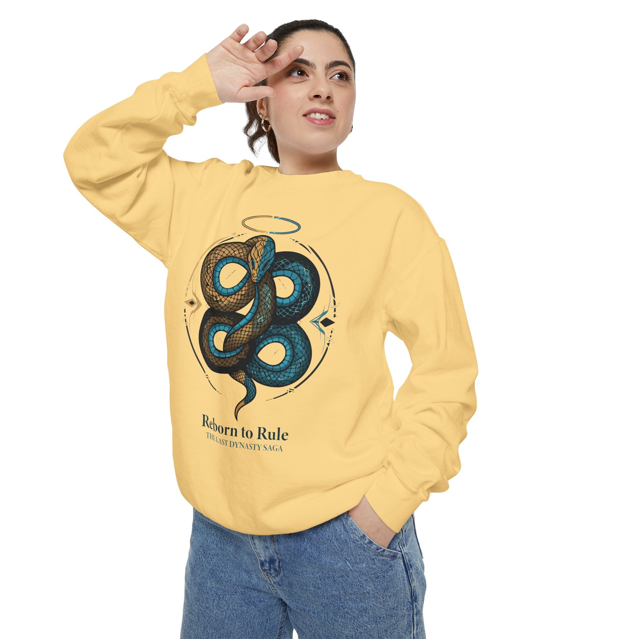 Snake Emblem Sweatshirt — "Reborn to Rule" Graphic Crewneck