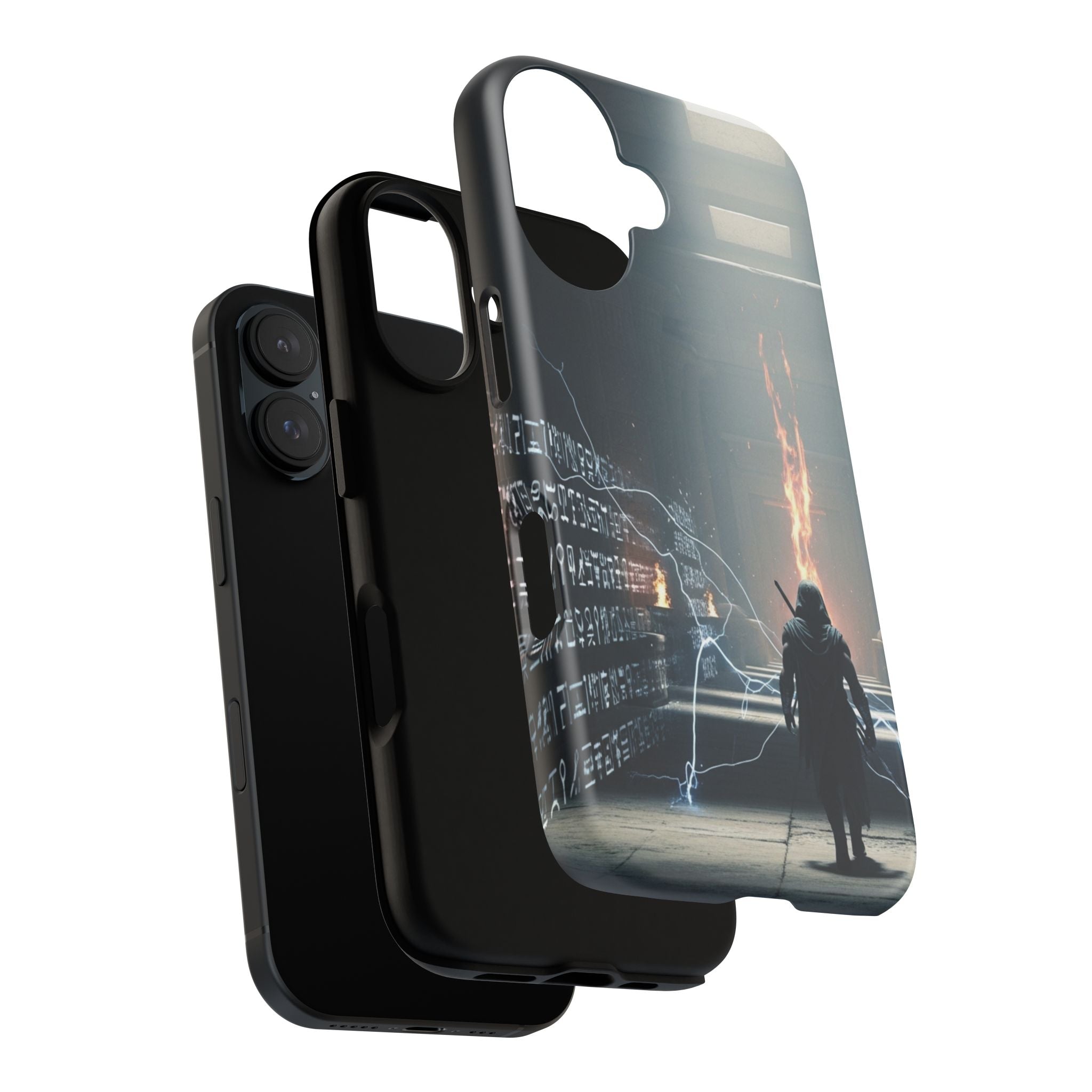Phone Case - Cybermage Silhouette with Lightning Spell