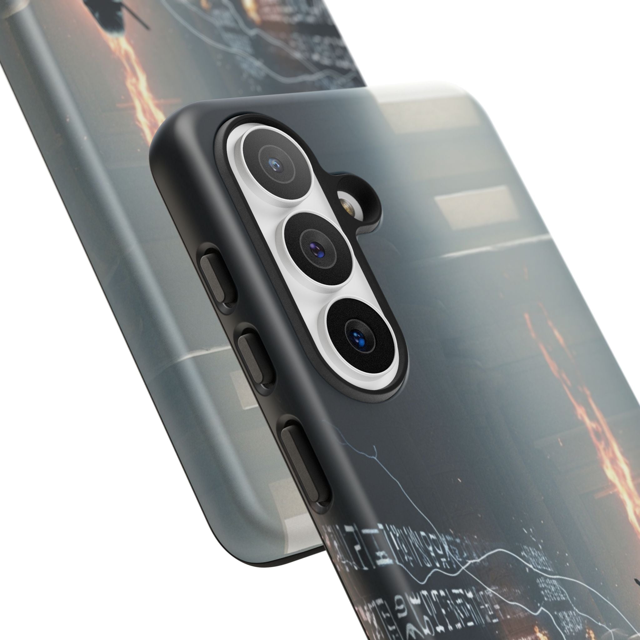 Phone Case - Cybermage Silhouette with Lightning Spell
