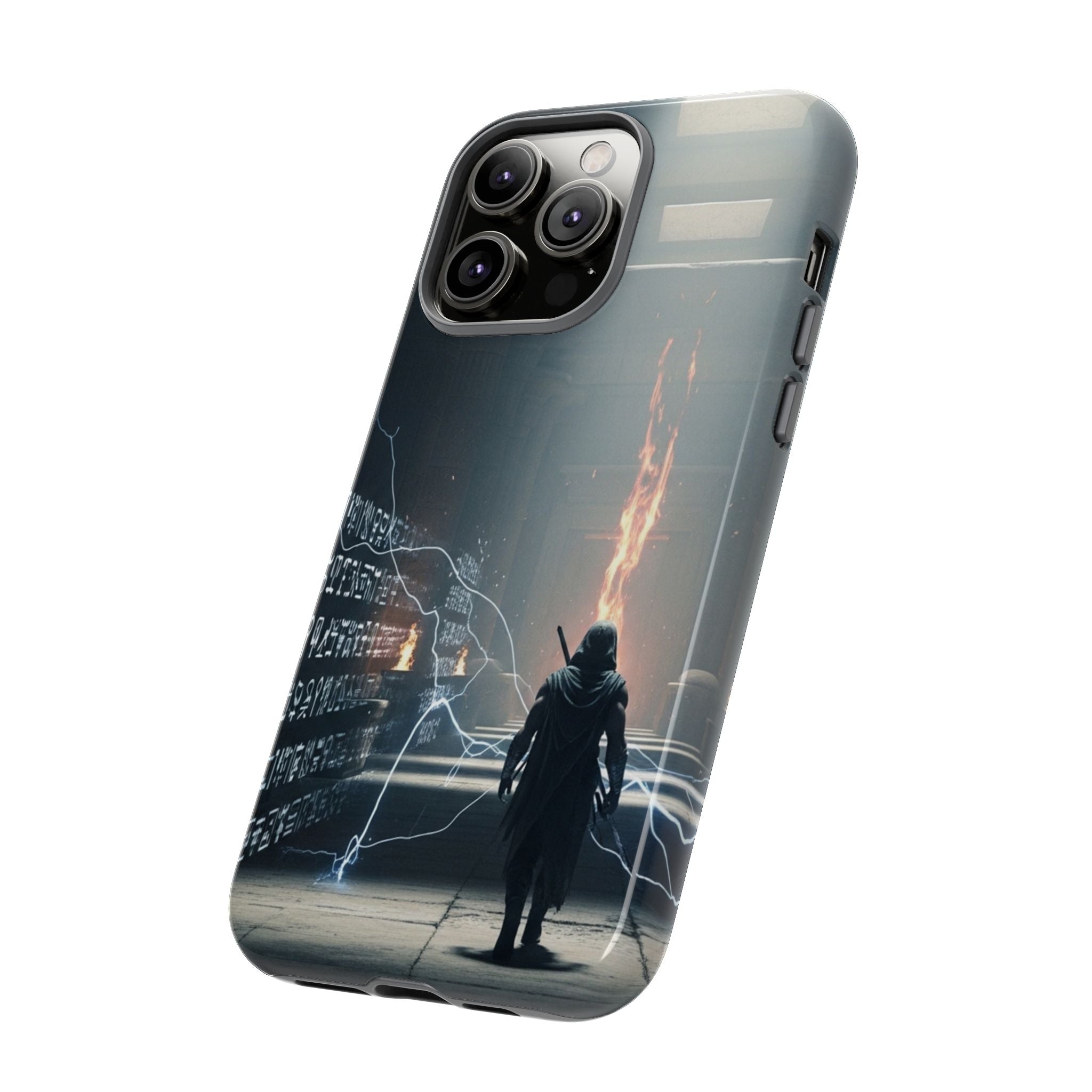 Phone Case - Cybermage Silhouette with Lightning Spell