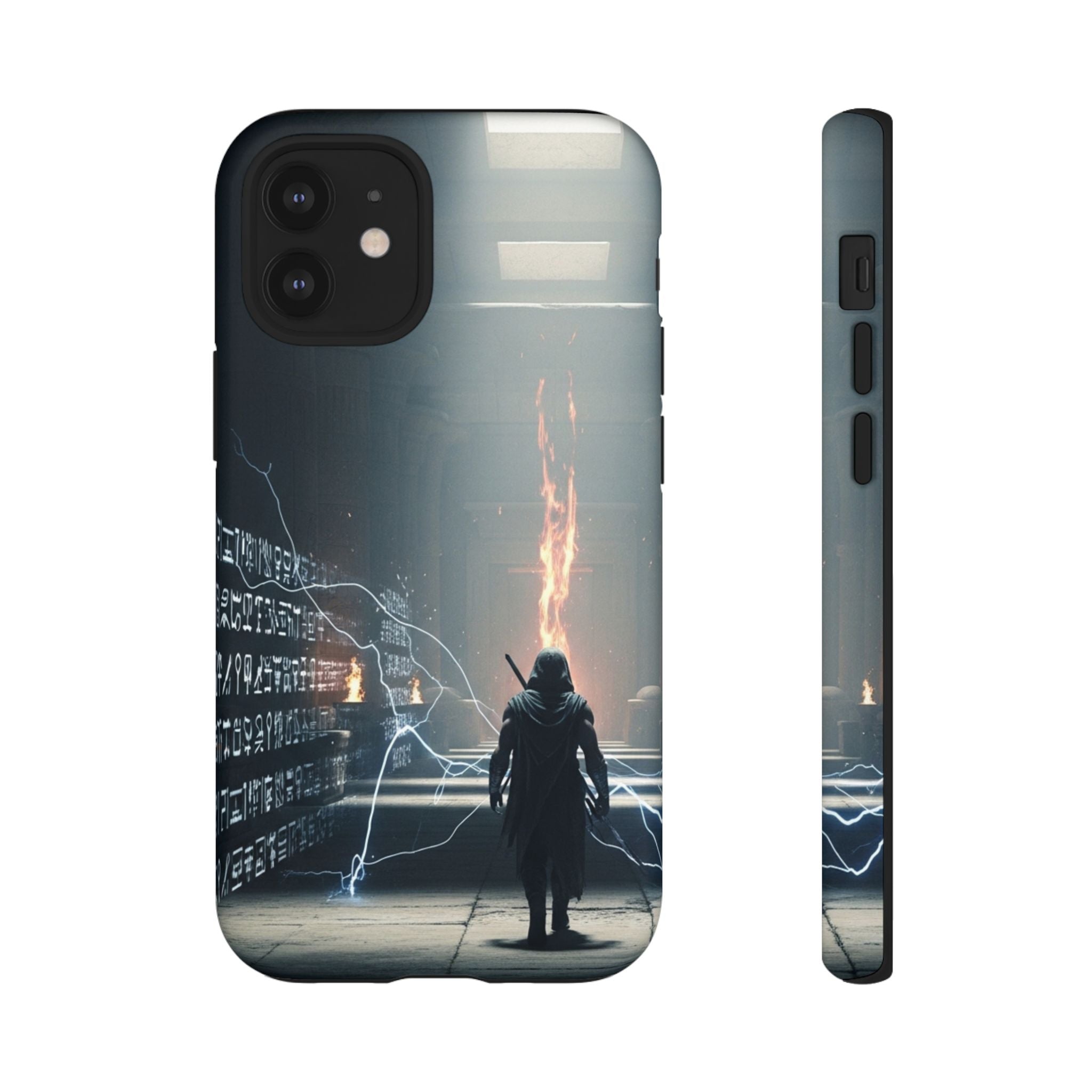 Phone Case - Cybermage Silhouette with Lightning Spell