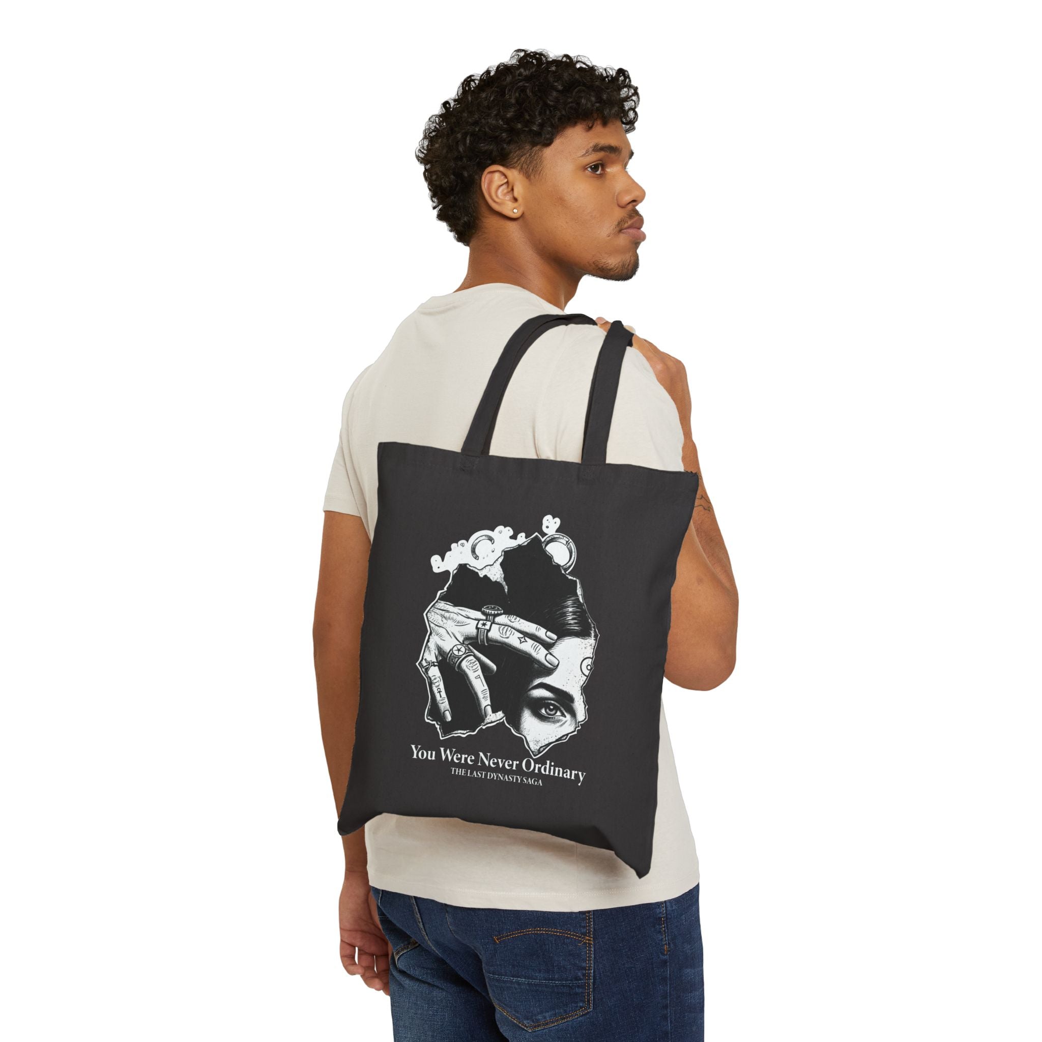 Canvas Tote Bag — Monochrome Surreal Portrait Art Tote