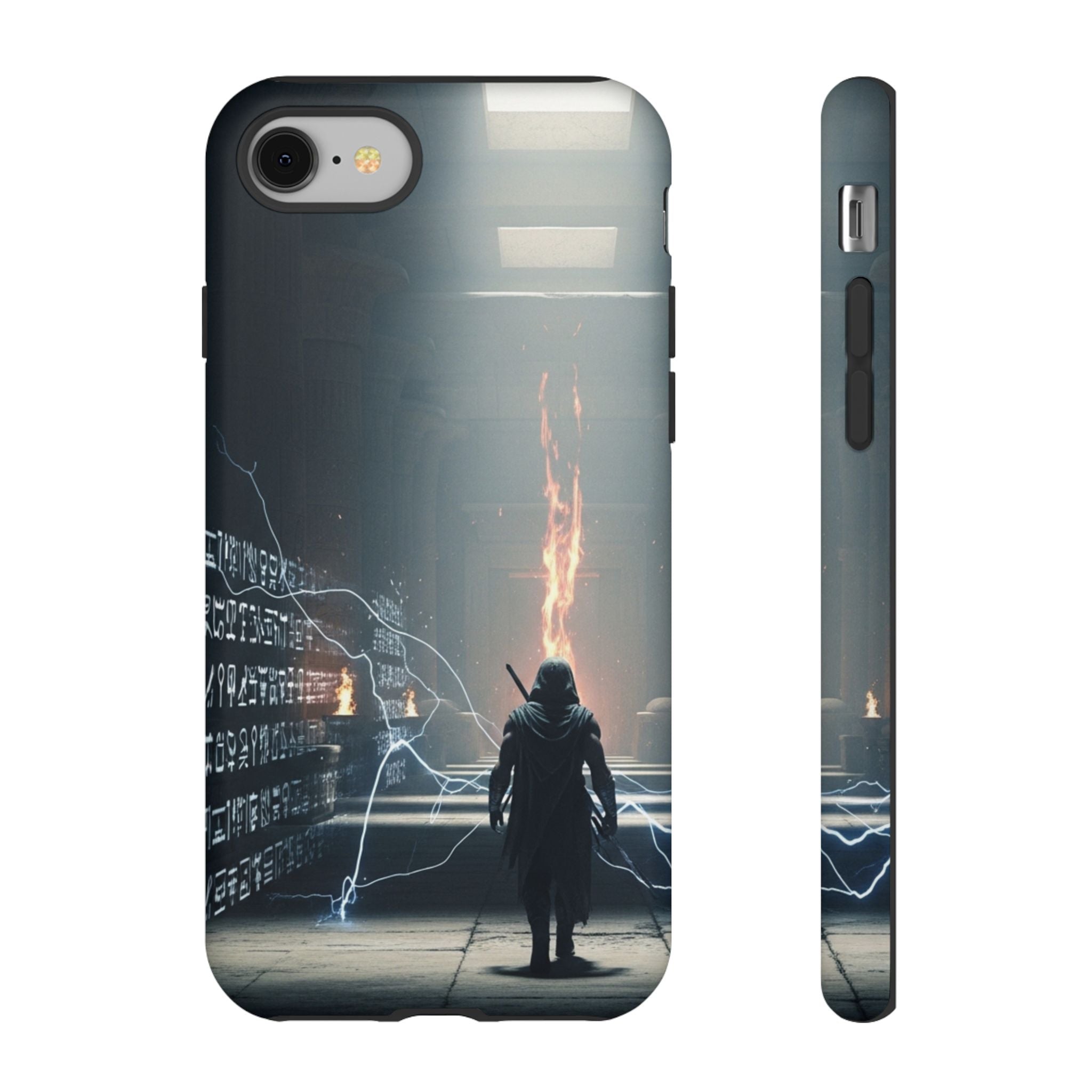 Phone Case - Cybermage Silhouette with Lightning Spell
