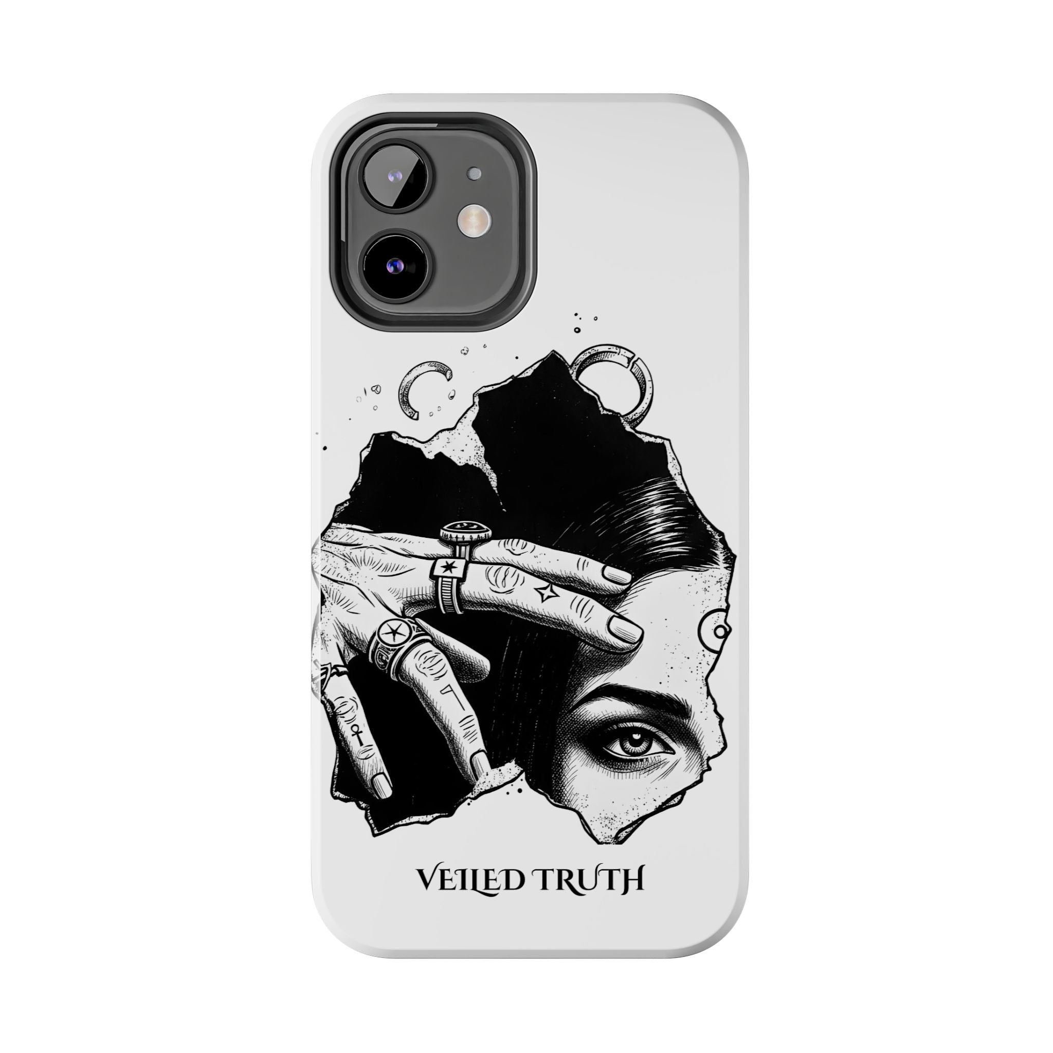 Tough Phone Case — Veiled Truth Black & White Mystic Illustration