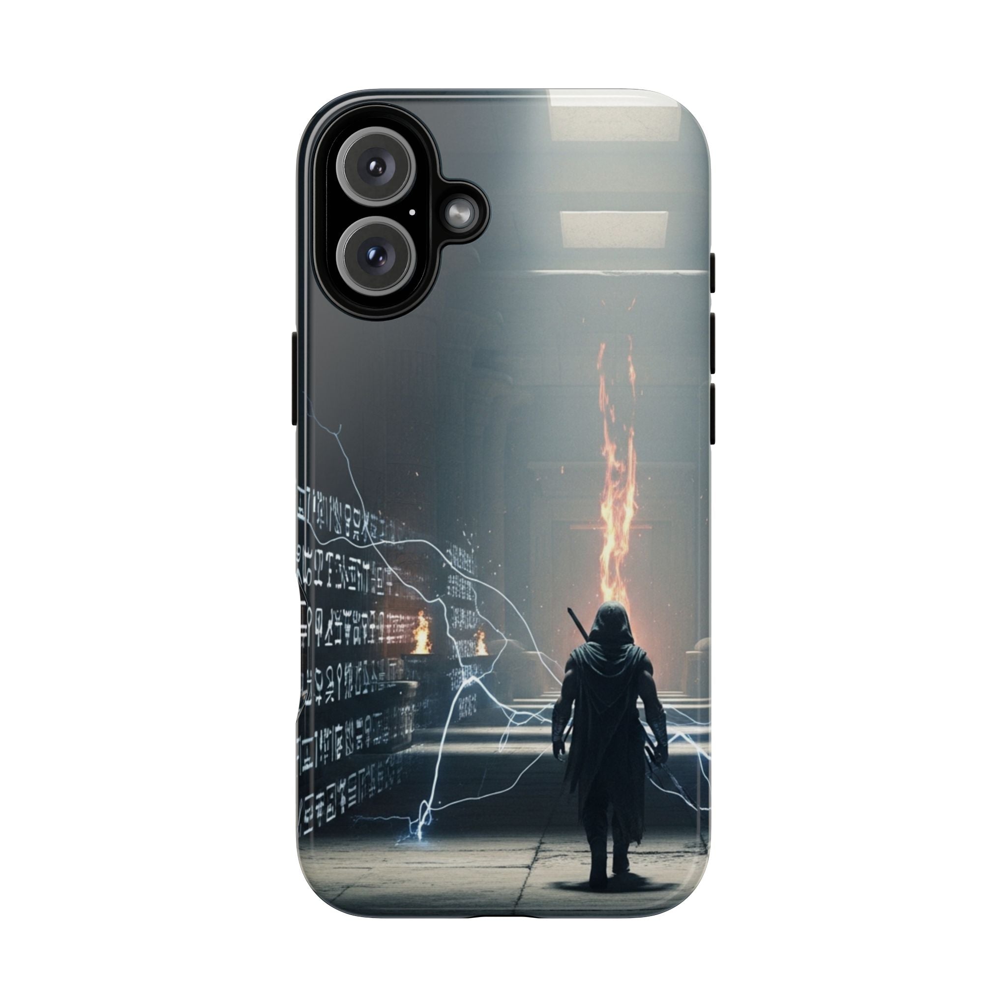 Phone Case - Cybermage Silhouette with Lightning Spell