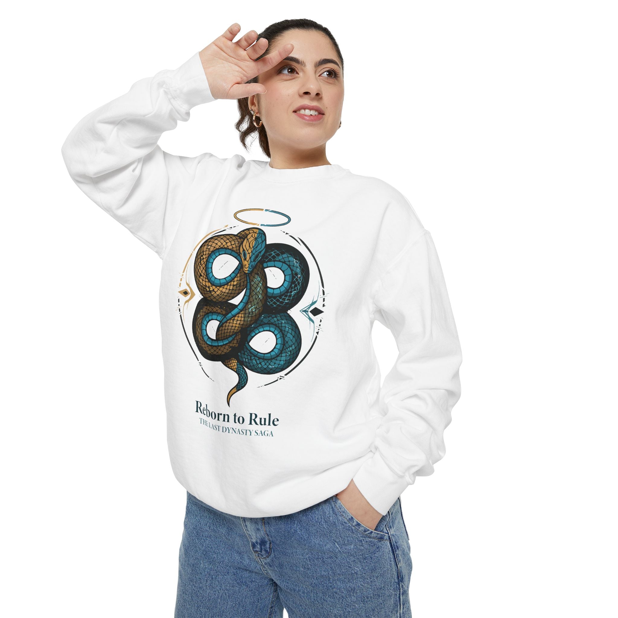 Snake Emblem Sweatshirt — "Reborn to Rule" Graphic Crewneck