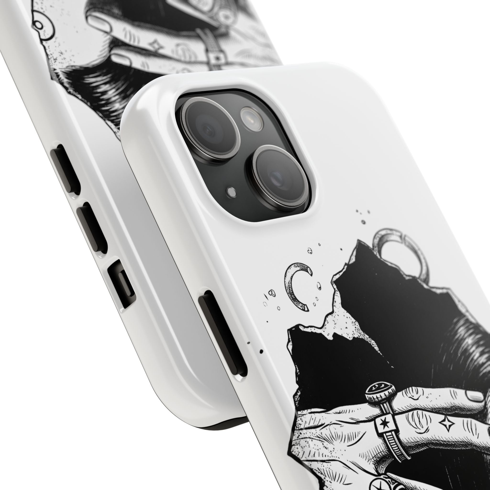 Tough Phone Case — Veiled Truth Black & White Mystic Illustration