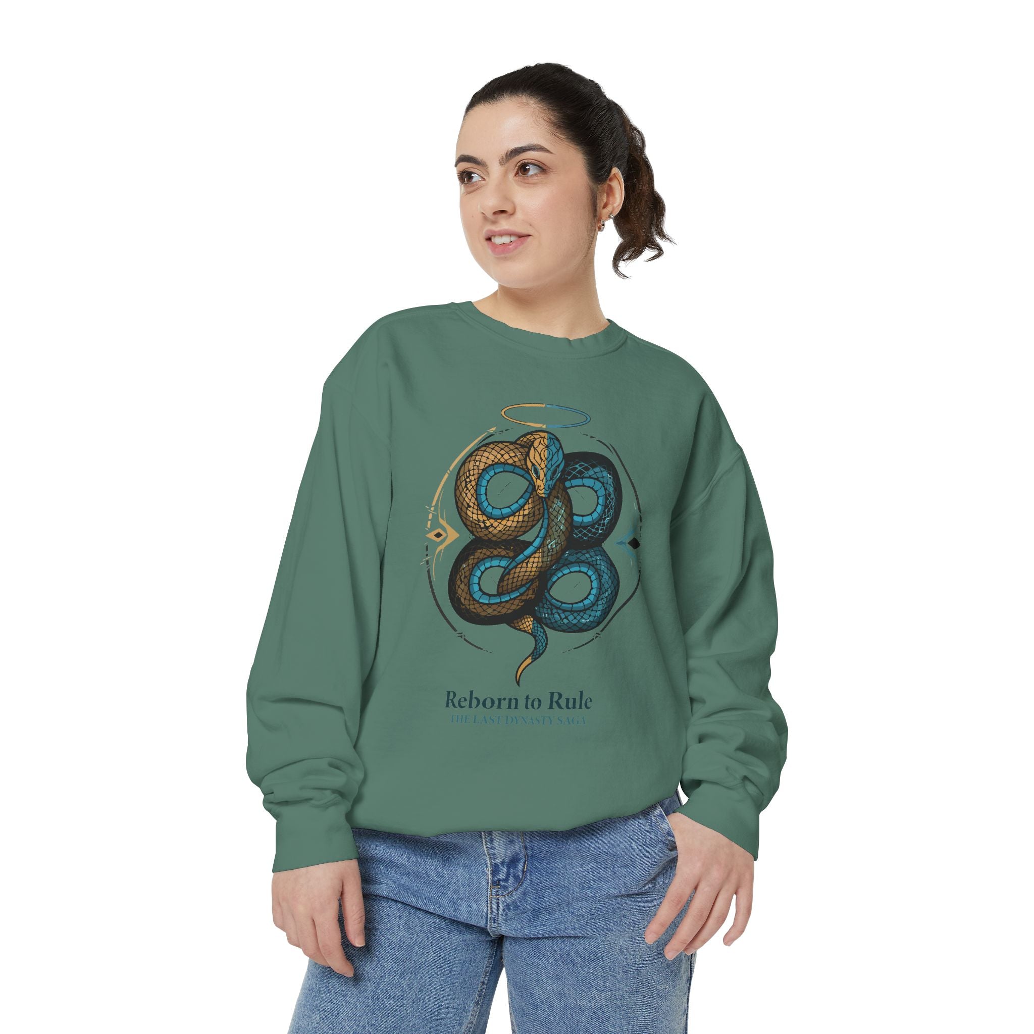Snake Emblem Sweatshirt — "Reborn to Rule" Graphic Crewneck