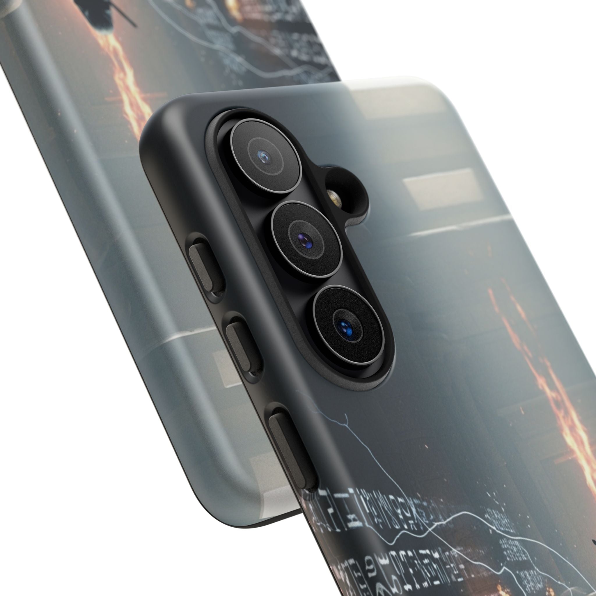 Phone Case - Cybermage Silhouette with Lightning Spell