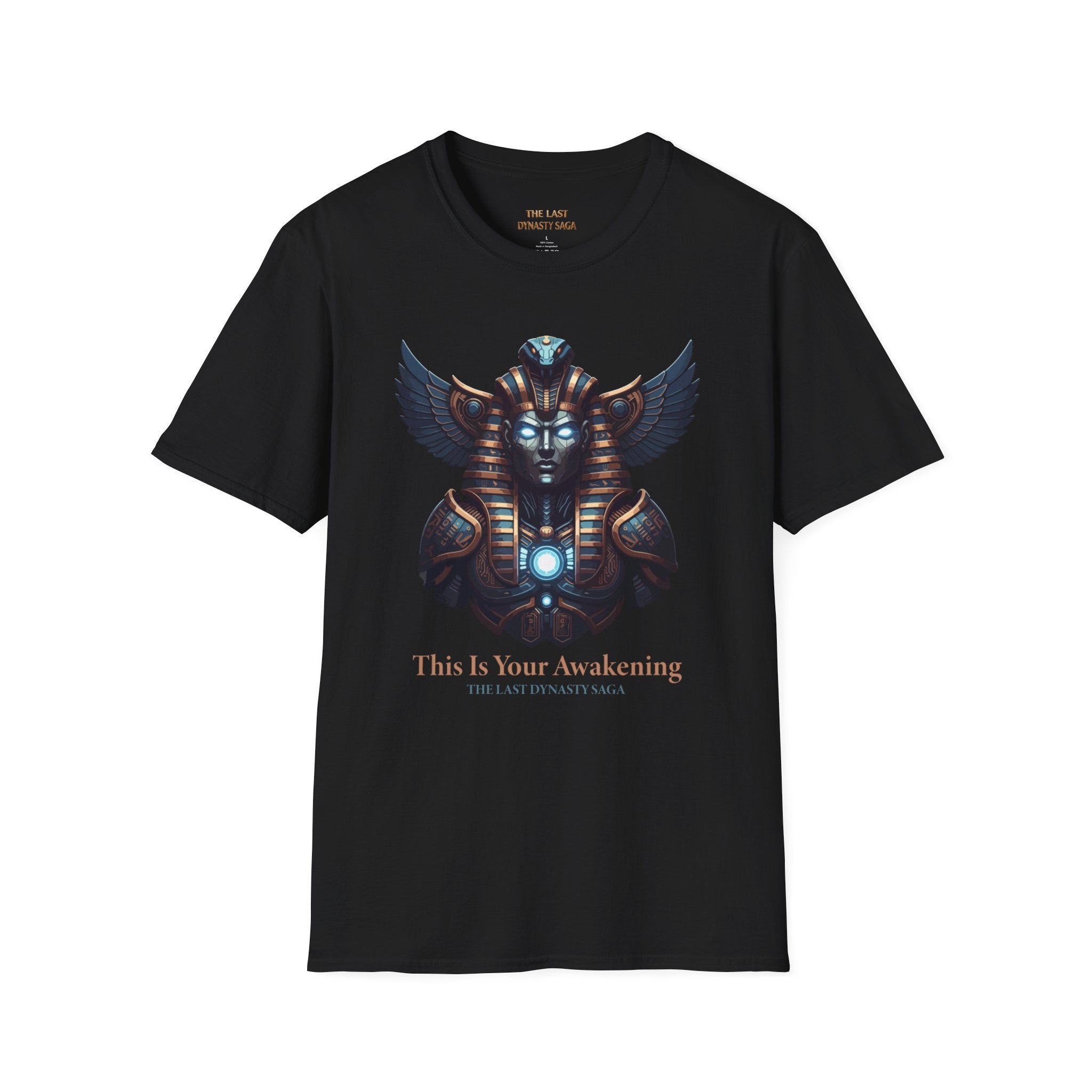 Egyptian Pharaoh Chest & Serpent Back T-Shirt — "This Is Your Awakening / Endless Power"
