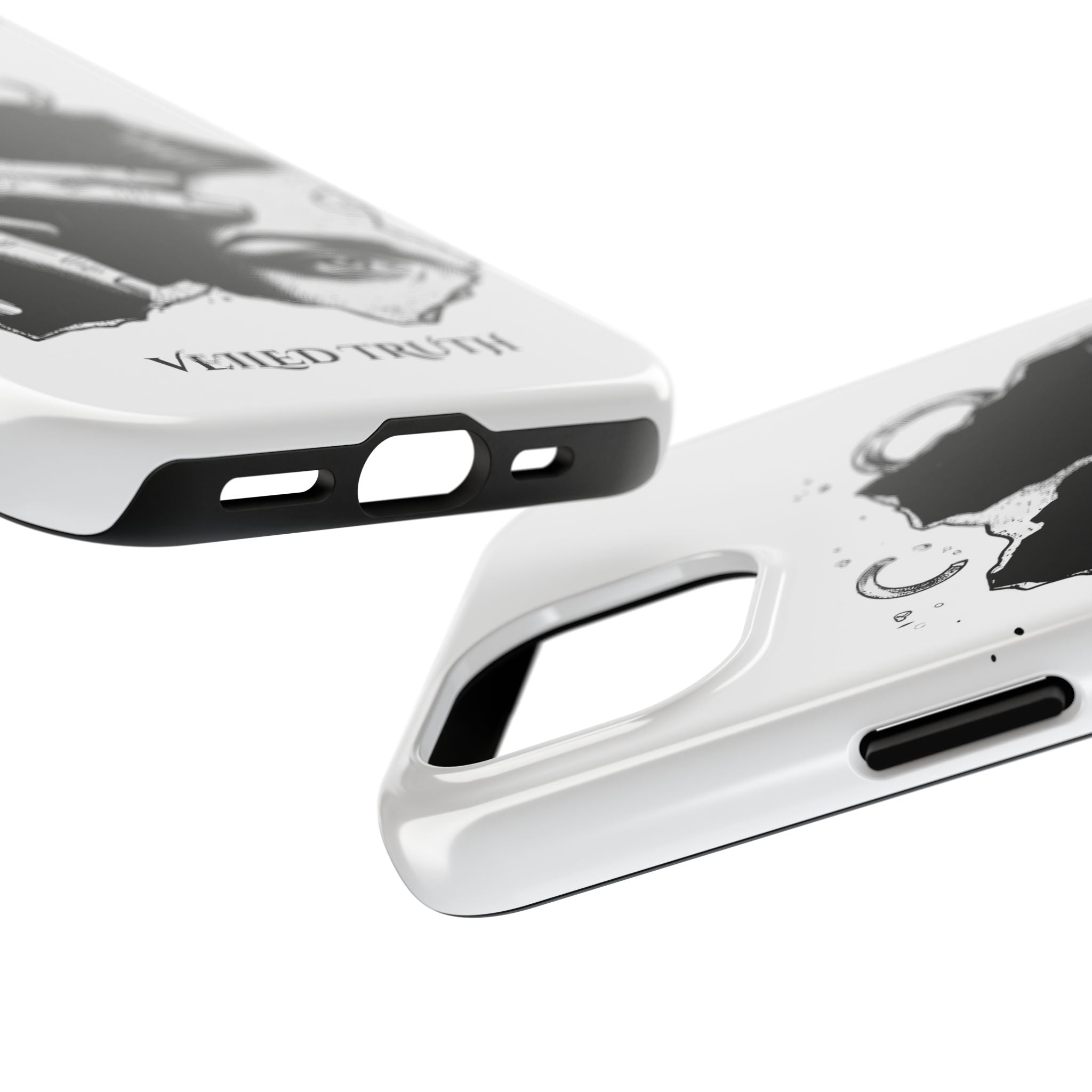 Tough Phone Case — Veiled Truth Black & White Mystic Illustration