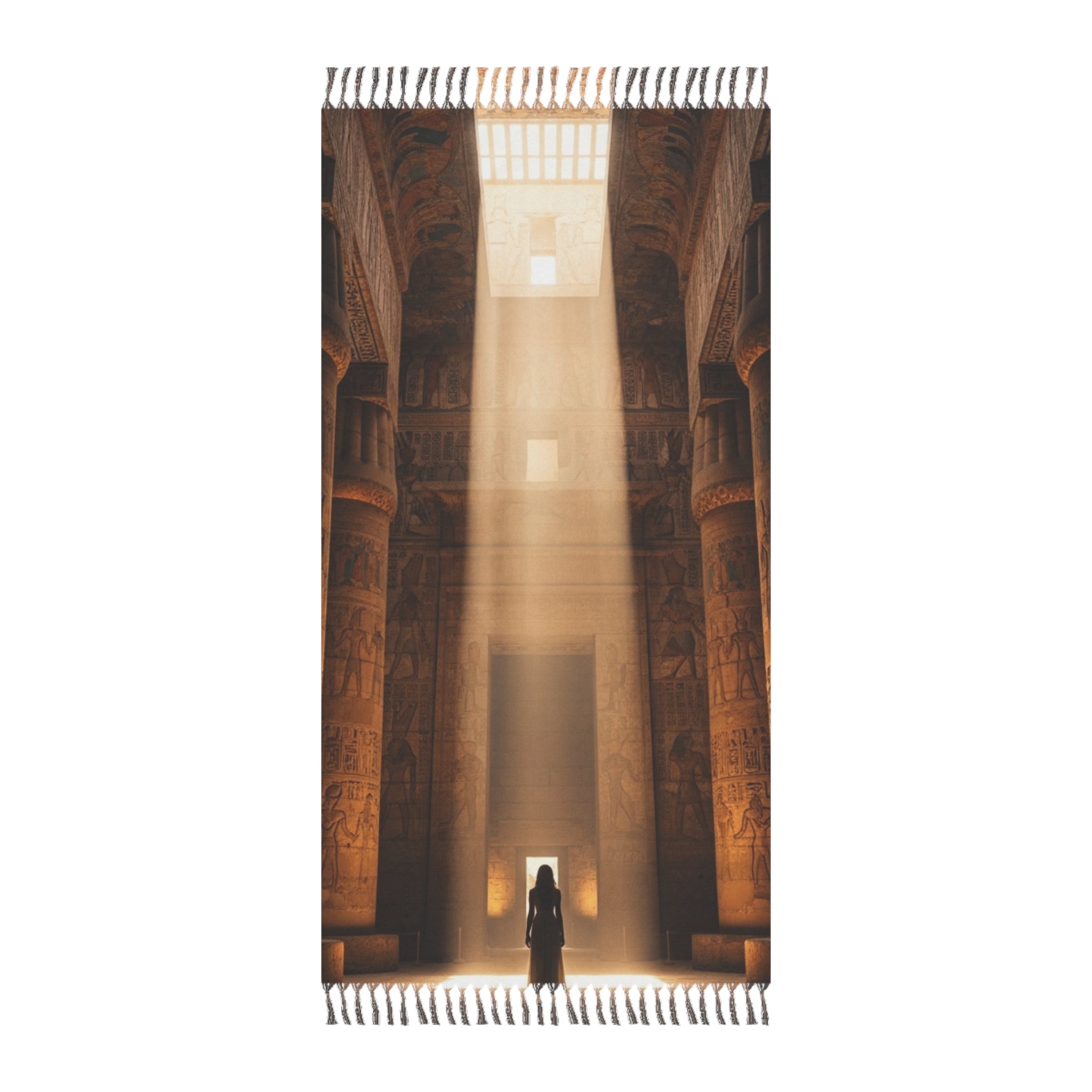 SAGA Beach Boho Towel – Sunlit Temple Architecture Print