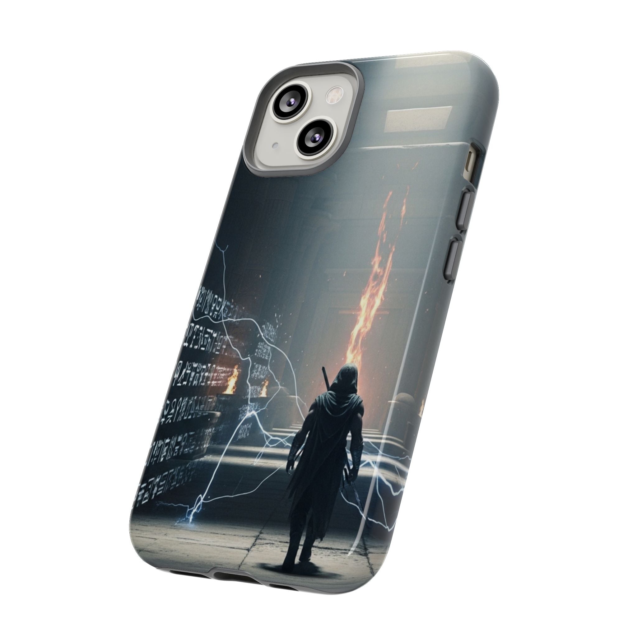 Phone Case - Cybermage Silhouette with Lightning Spell