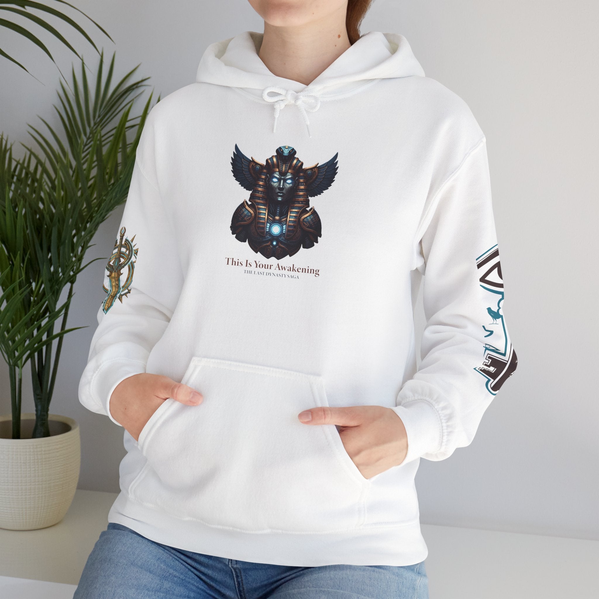 Rune Key Crest Hoodie — Fantasy Key & Winged Emblem Graphic Hoodie